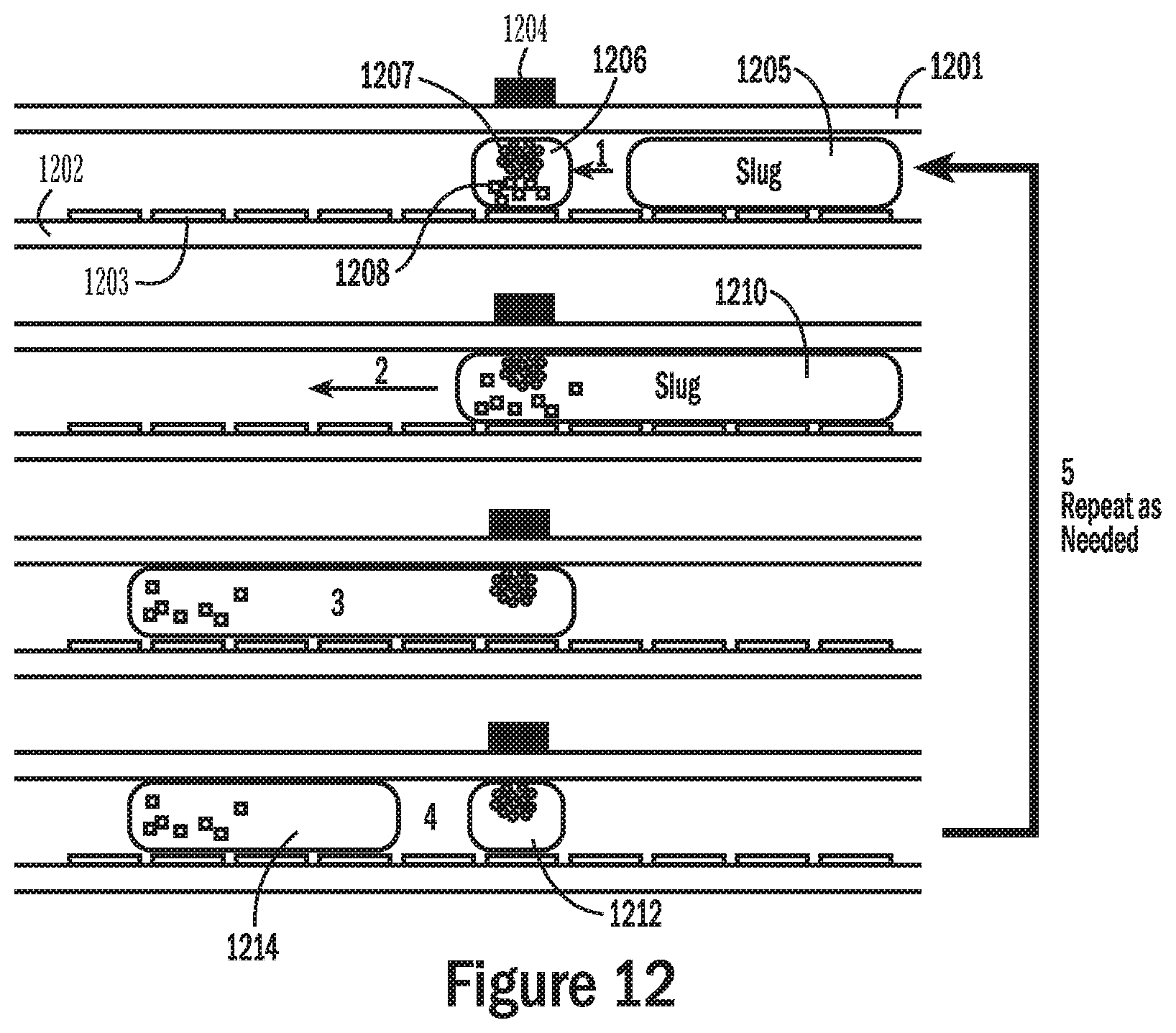 Patent US12332205 Figure 12 – Droplet-based surface modification and washing