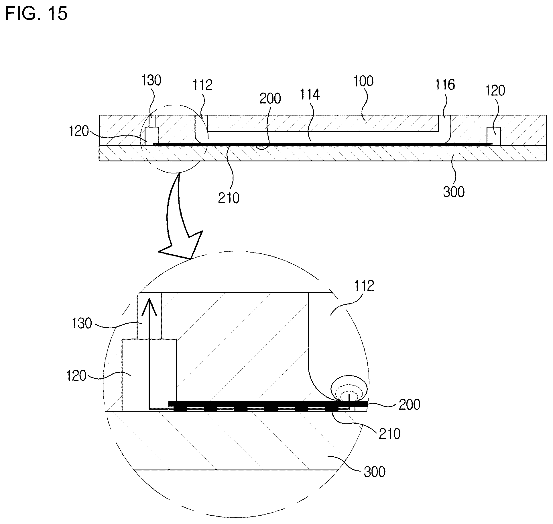 Patent US12332274 Figure 10 – Disposable flow velocity measuring device having predetermined sensitivity to pressure change by using various types of ultra-thin films, and microfluidic device capable of removing micro bubbles inside channel by using support patterns protruding from porous ultra-thin film and manufacturing method therefor