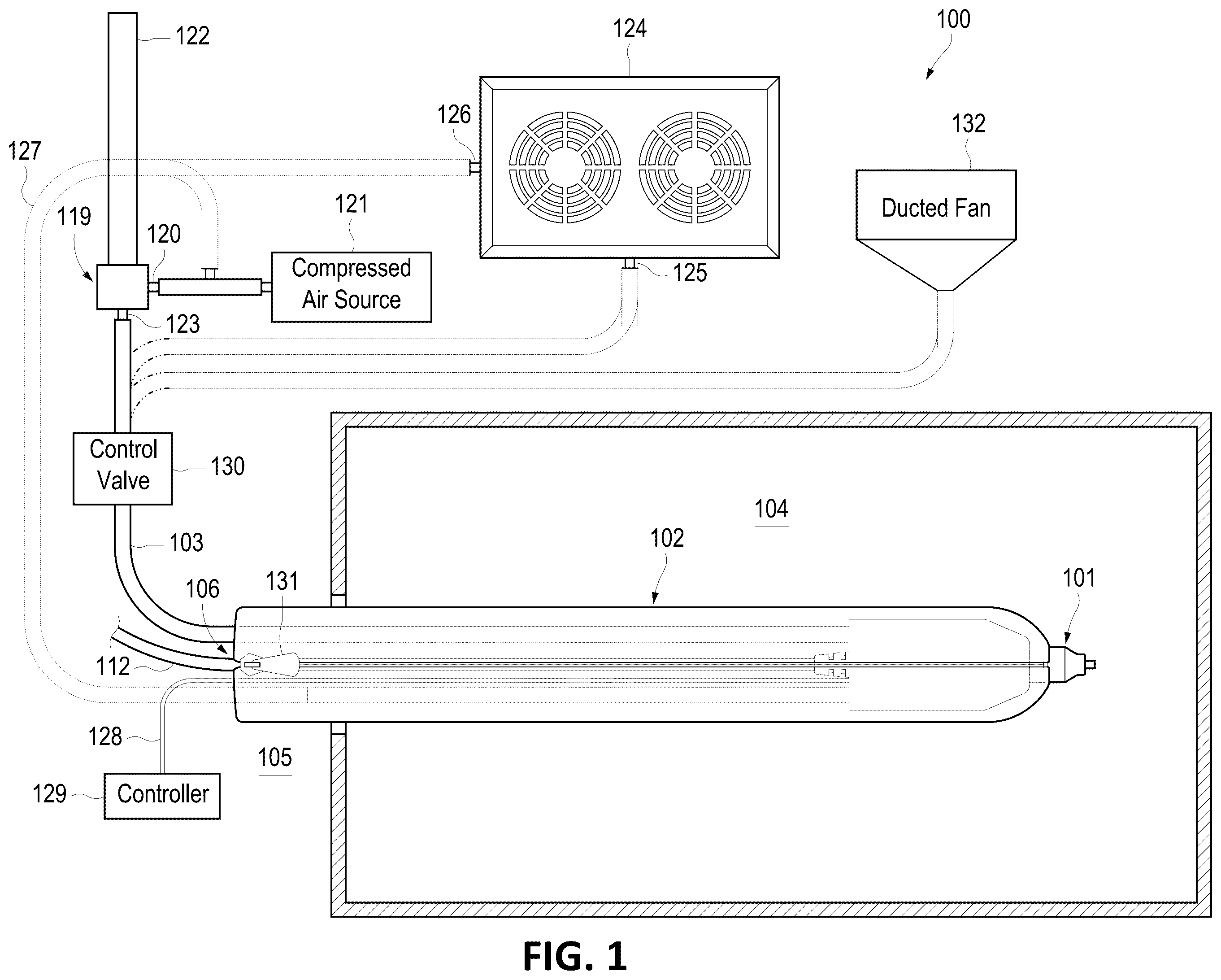Patent US12332277 Figure 1 – Thermal management system for a test-and-measurement probe