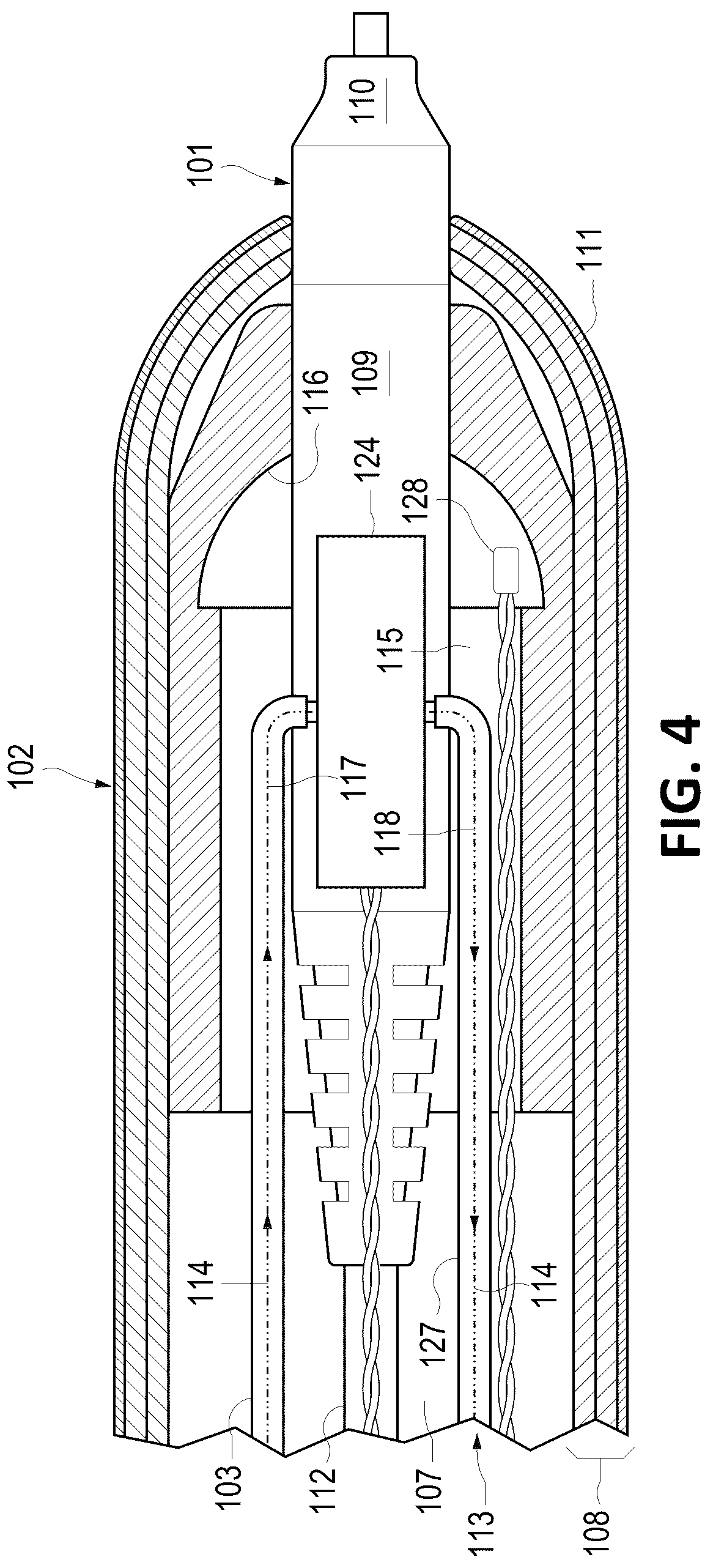 Patent US12332277 Figure 4 – Thermal management system for a test-and-measurement probe