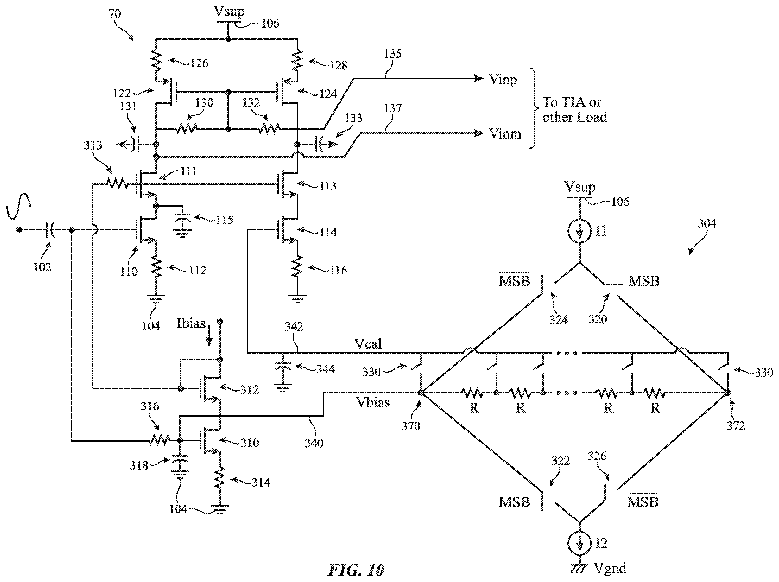 Patent US12332287 Figure 8 – Radio-frequency power detector with transimpedance amplifier and input offset mitigation