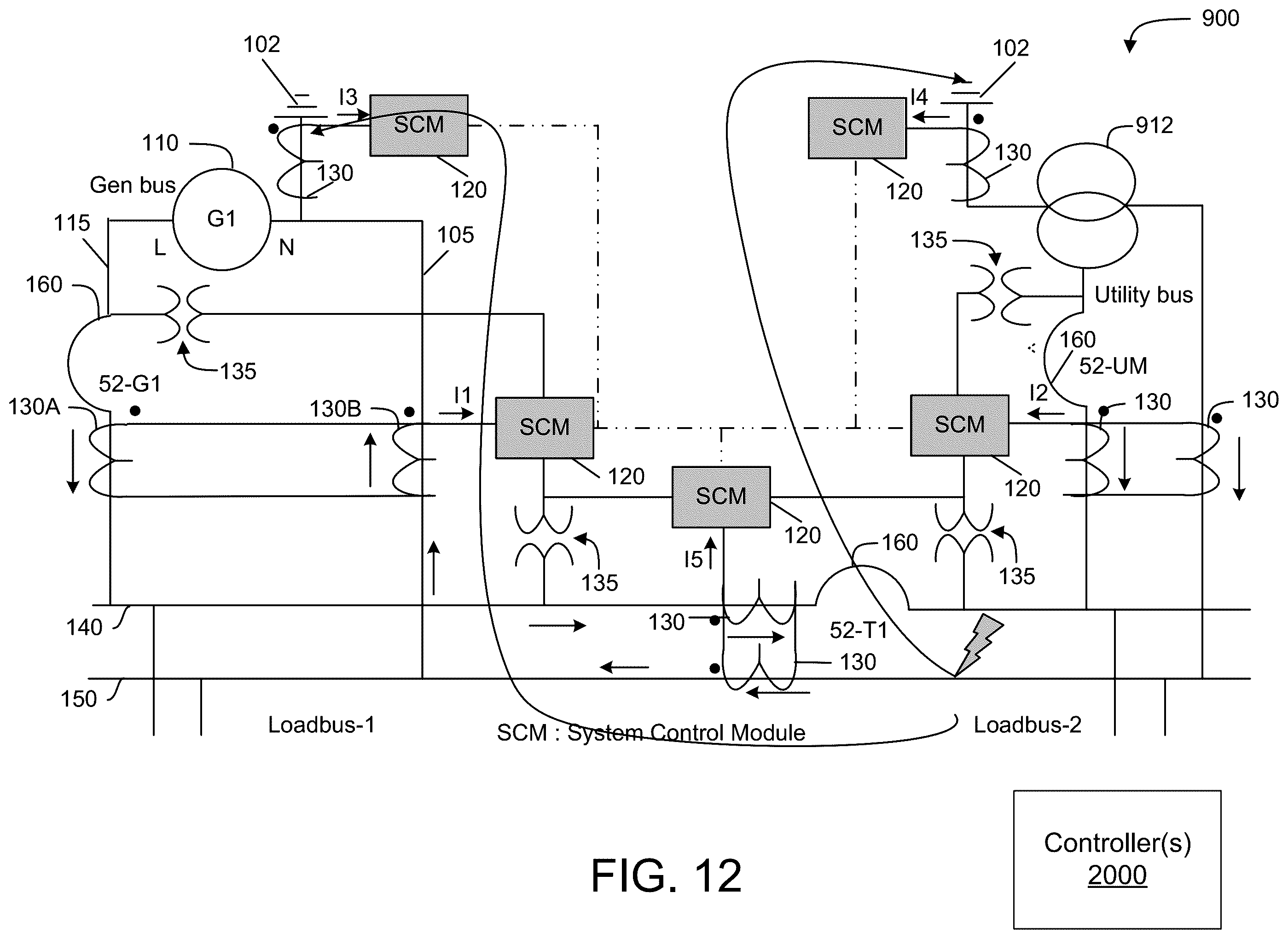 Patent US12332292 Figure 12 – System for locating power faults based on a direction of current flow