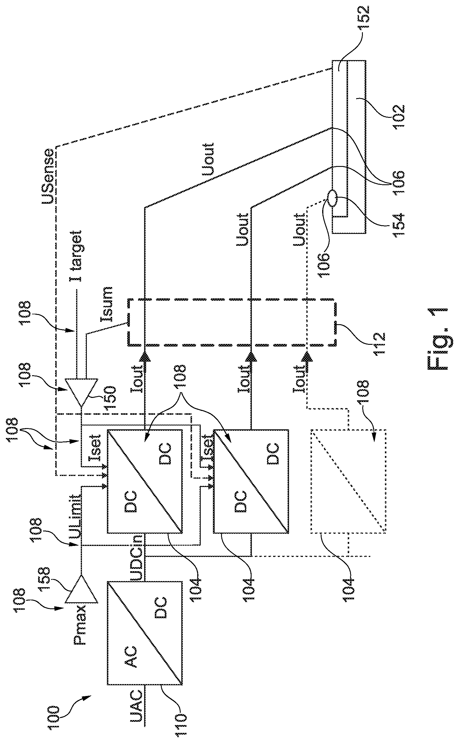 Patent US12332302 Figure 1 – Limiting circuitry with controlled parallel direct current-direct current-converters