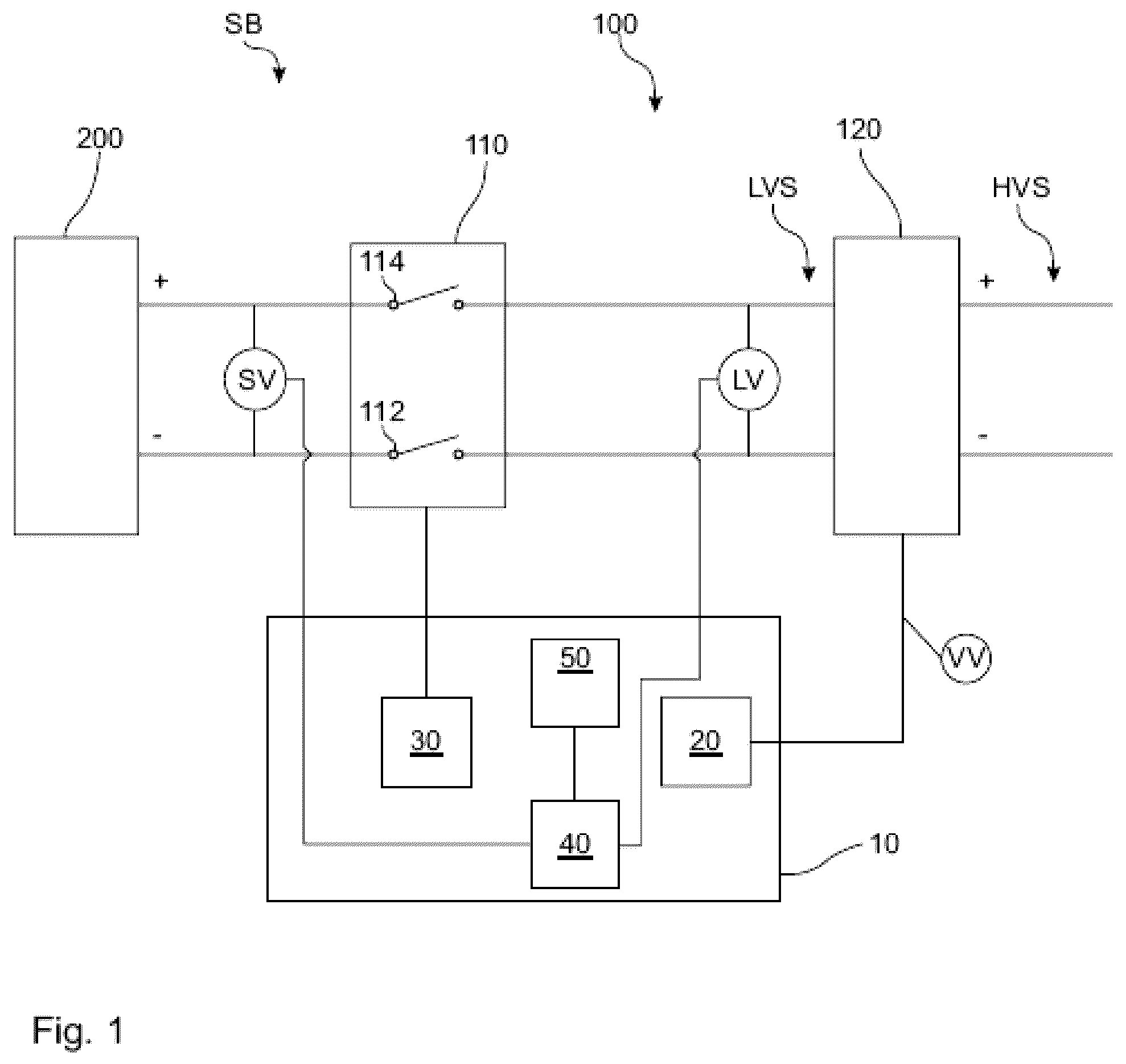 Patent US12332312 Figure 1 – Test method for testing a disconnection function of a main switch device of an electrical connection device of a fuel cell system