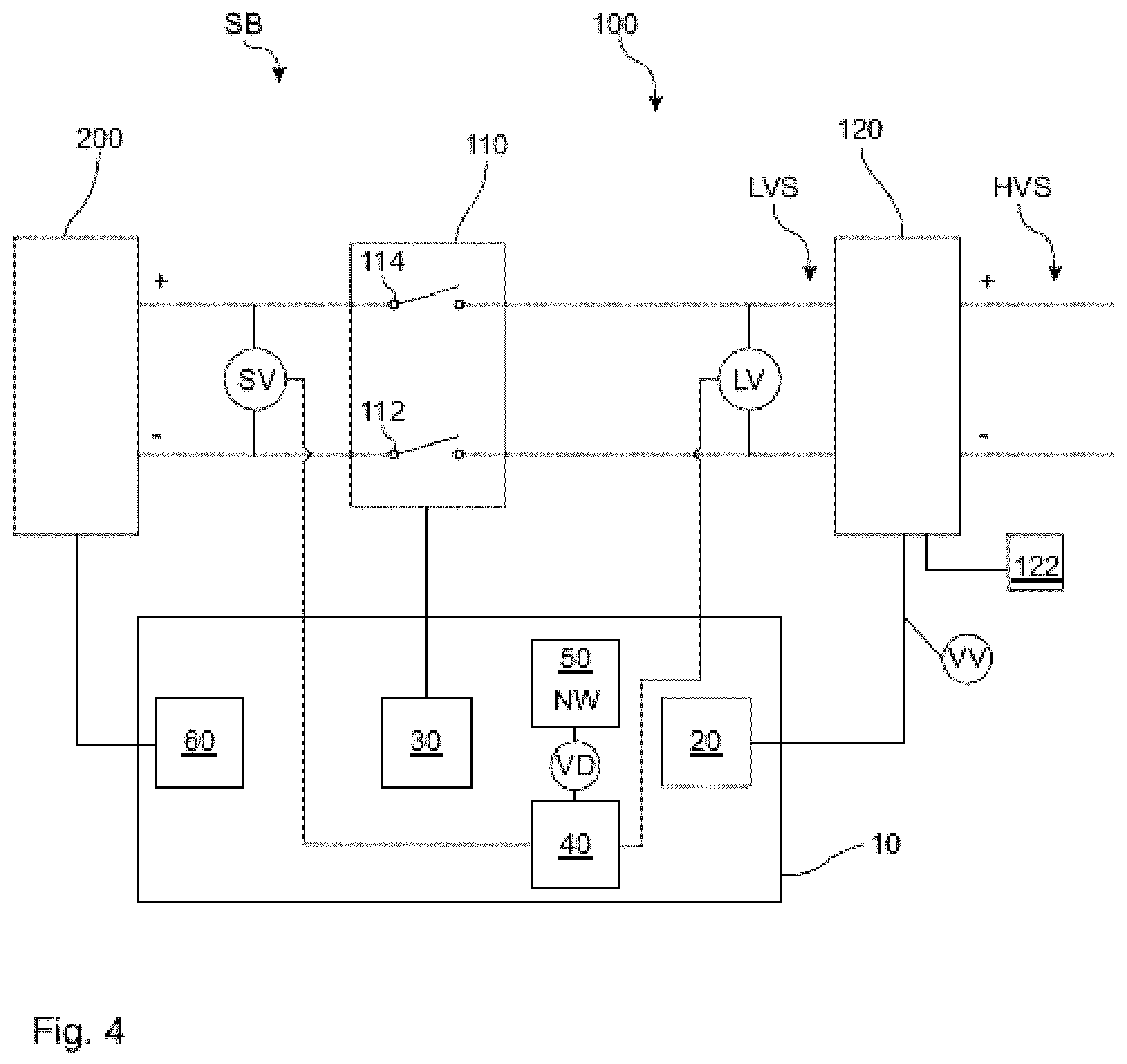 Patent US12332312 Figure 4 – Test method for testing a disconnection function of a main switch device of an electrical connection device of a fuel cell system