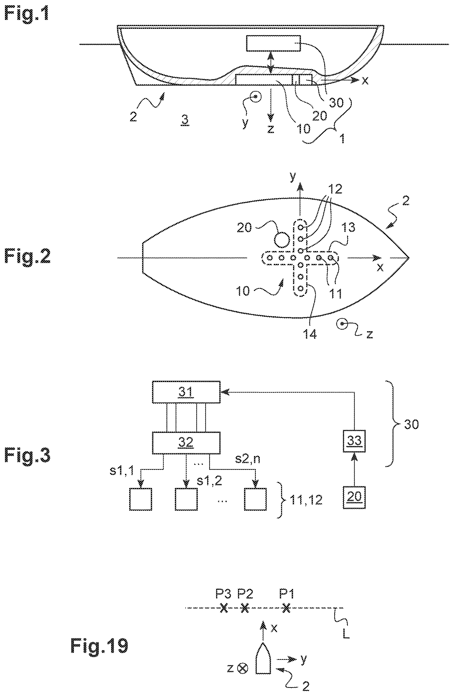 Patent US12332348 Figure 1 – Depointable parametric echosounder, and method for characterizing a portion of the sub-bottom of a subaquatic environment