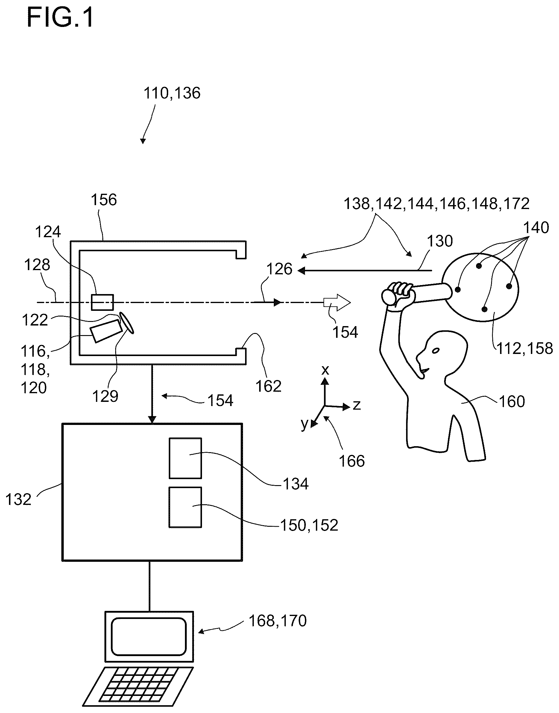 Patent US12332352 Figure 1 – Detector for identifying at least one material property