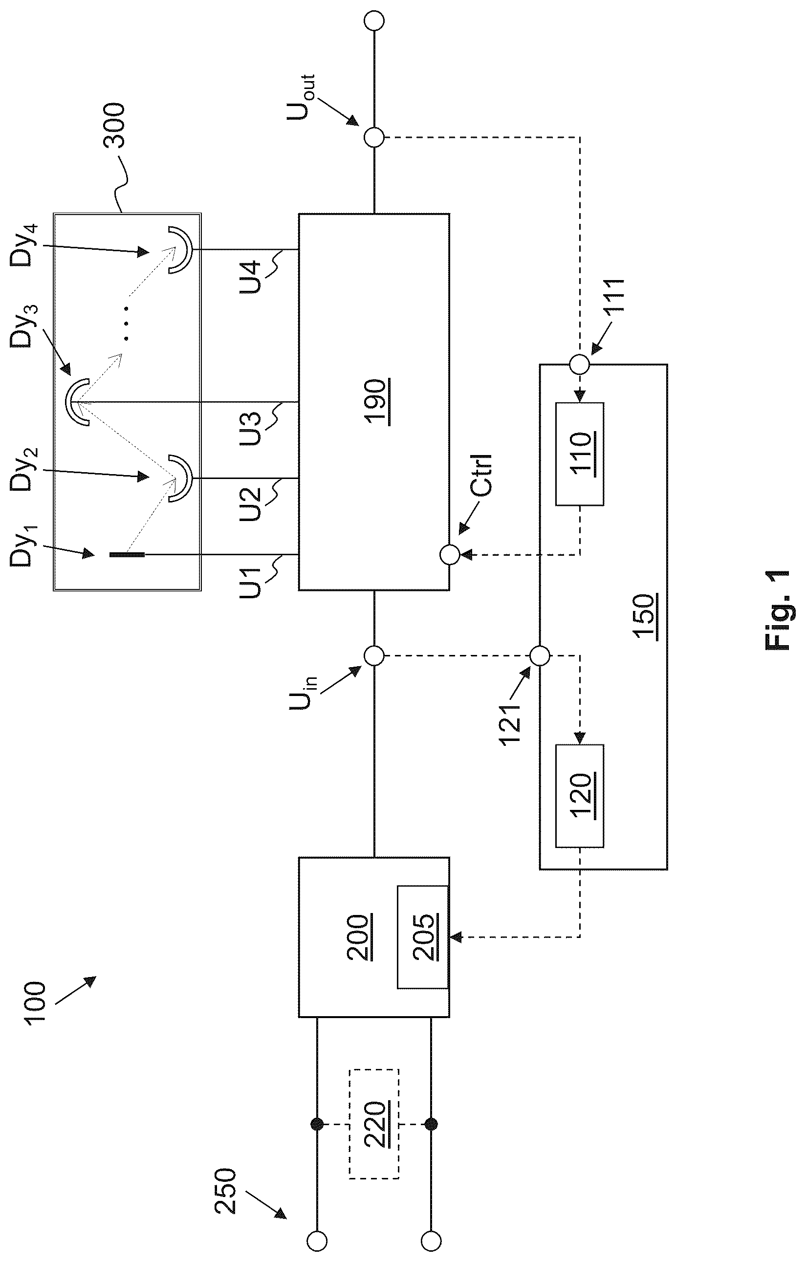 Patent US12332392 Figure 1 – Generation of a high voltage to supply a photomultiplier