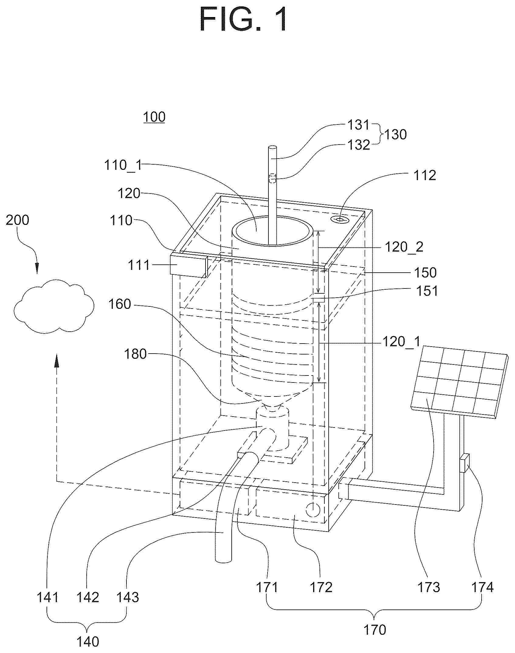 Patent US12332404 Figure 1 – Device for measuring an amount of snowfall in consideration of a weight of snowfall