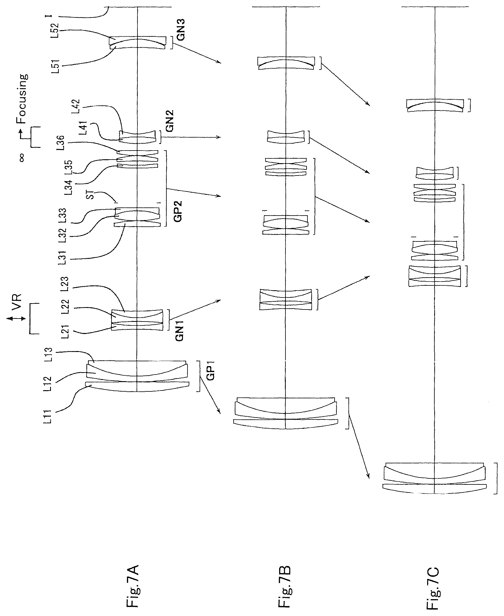 Patent US12332413 Figure 7 – Variable magnification optical system, optical equipment, and method for producing variable magnification optical system