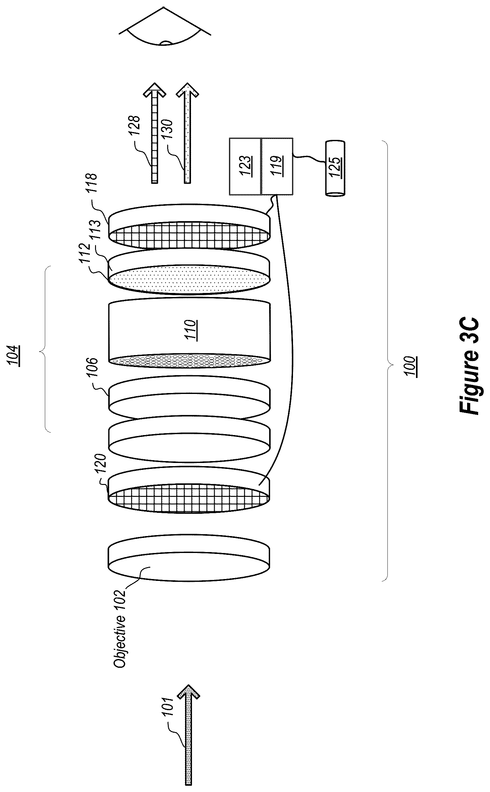 Patent US12332422 Figure 4 – Semi-transparent detector array and spatially tunable filter array