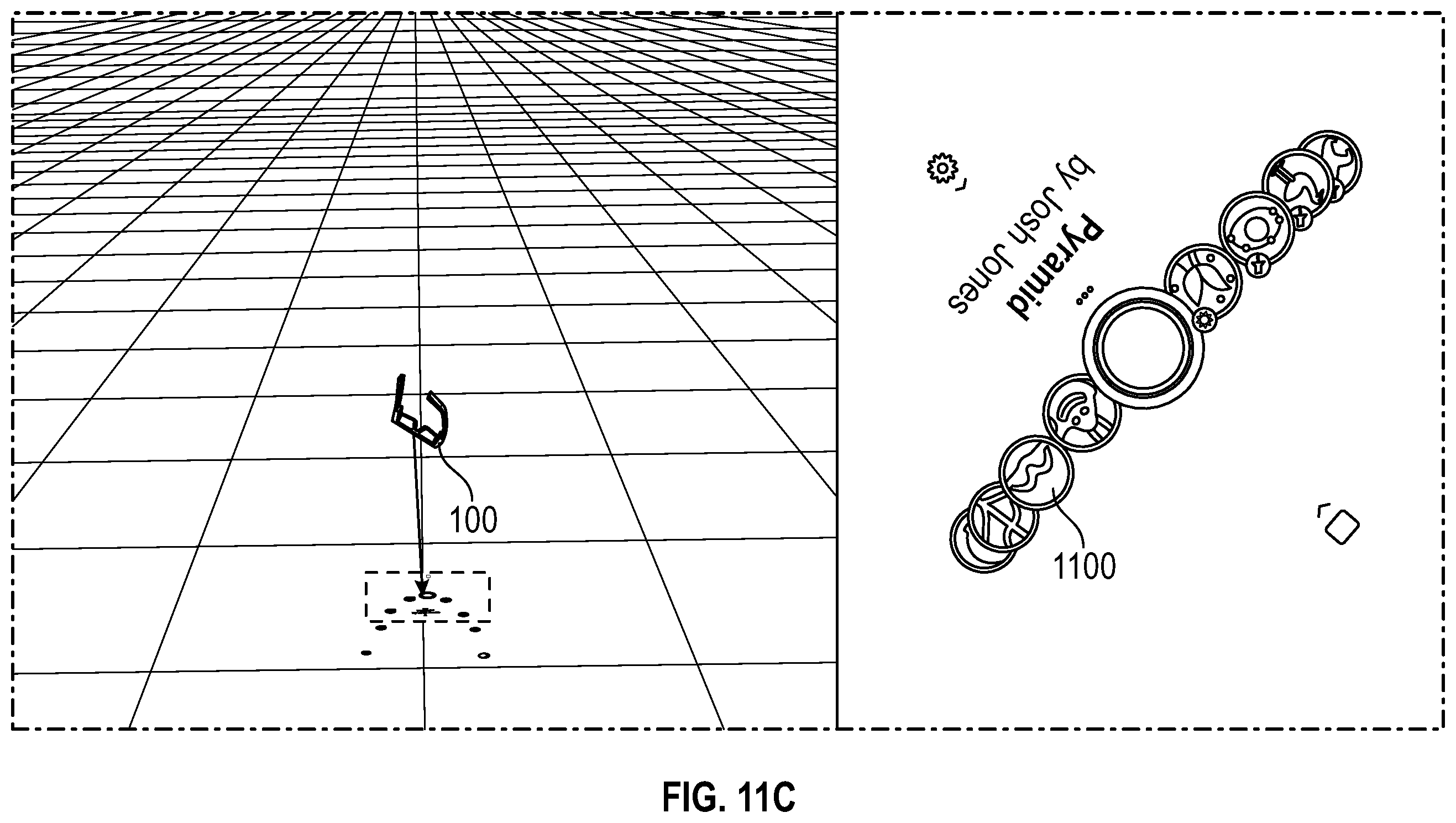Patent US12332433 Figure 19 – Soft follow and pitch angle effects for VR/AR interface