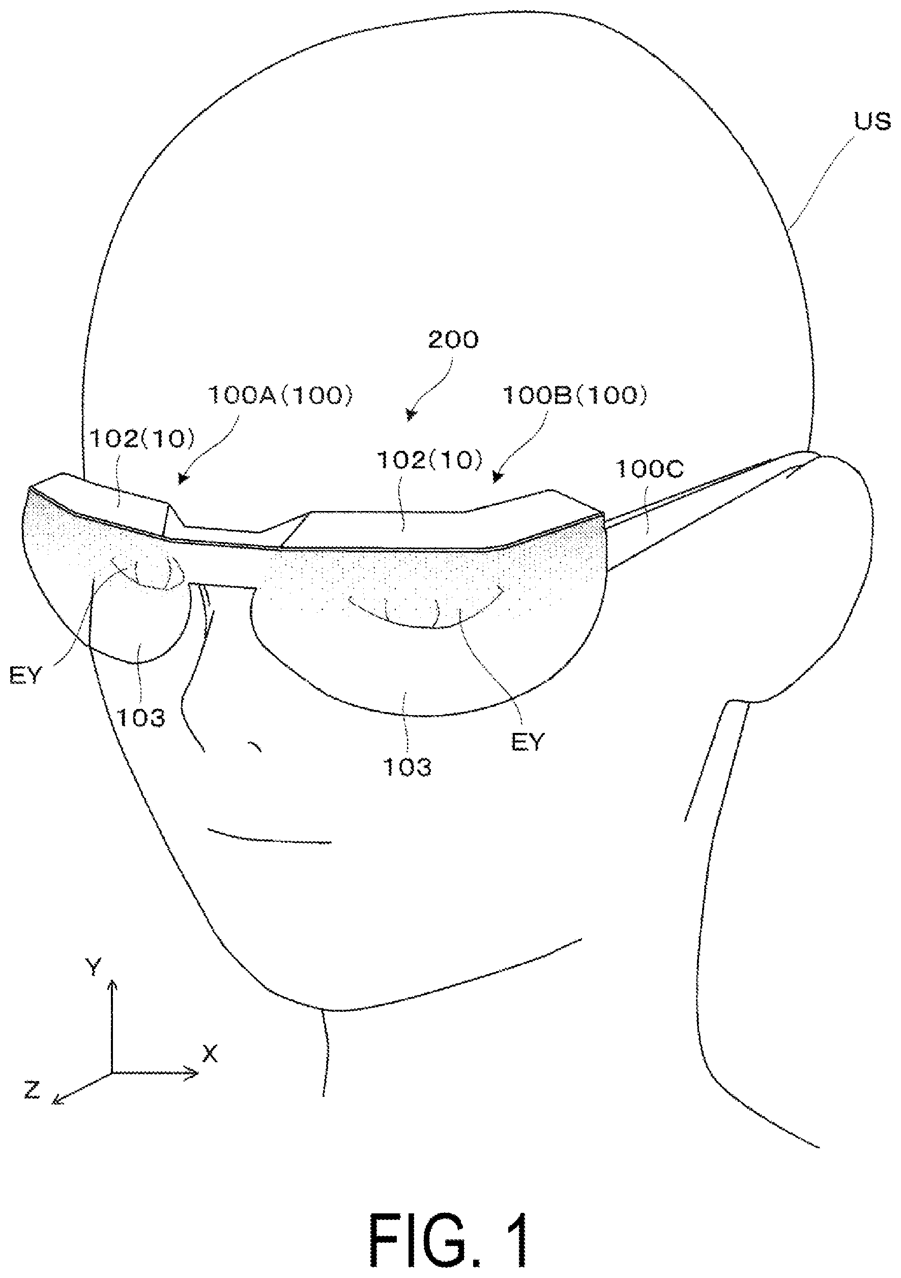 Patent US12332441 Figure 1 – Display device and optical unit