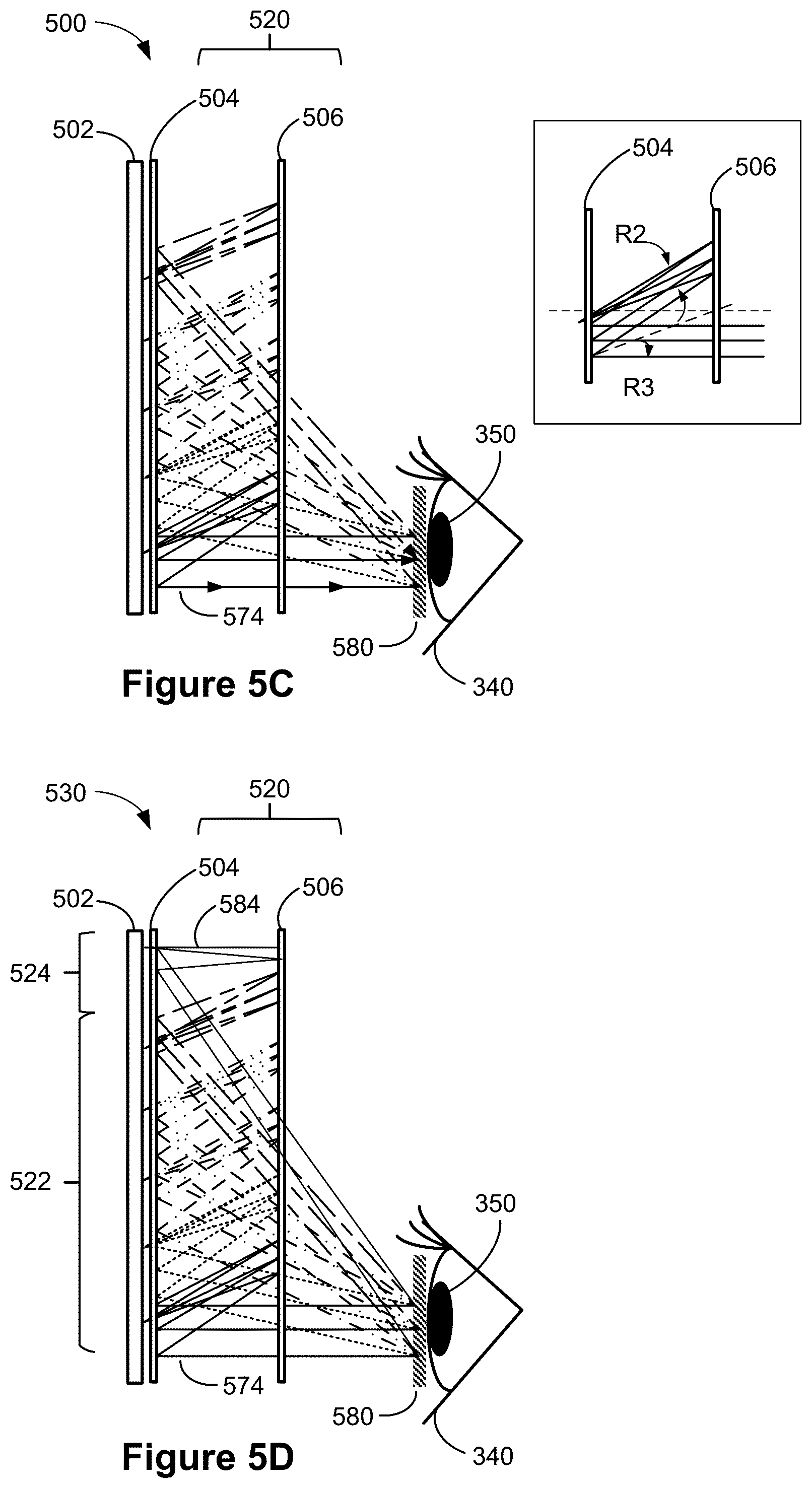 Patent US12332442 Figure 6 – High efficiency optical assembly with folded optical path