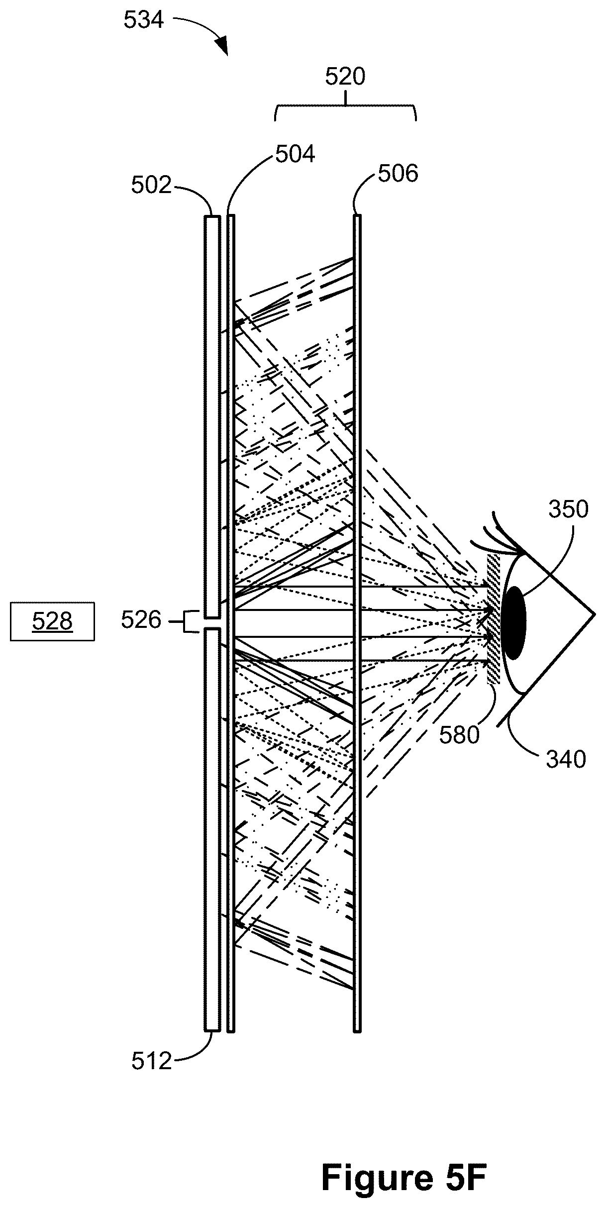Patent US12332442 Figure 8 – High efficiency optical assembly with folded optical path