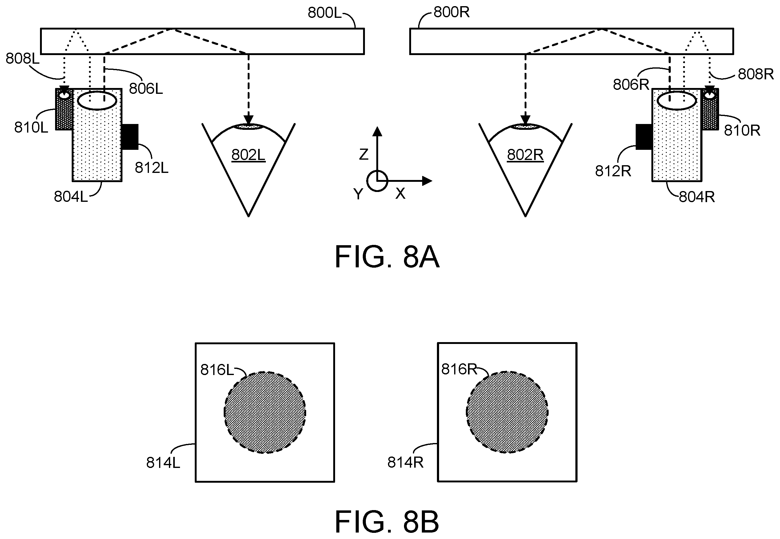 Patent US12332445 Figure 8 – Stereo alignment assessment for head-mounted display