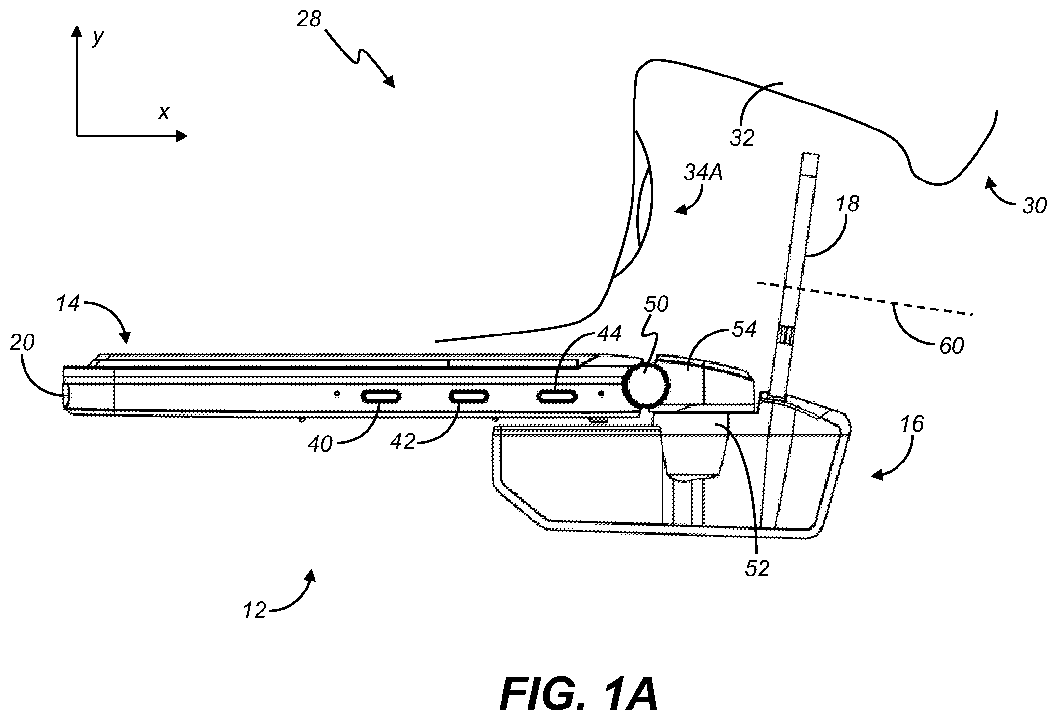 Patent US12332456 Figure 1 – Near-eye display with pivot waveguide and camera