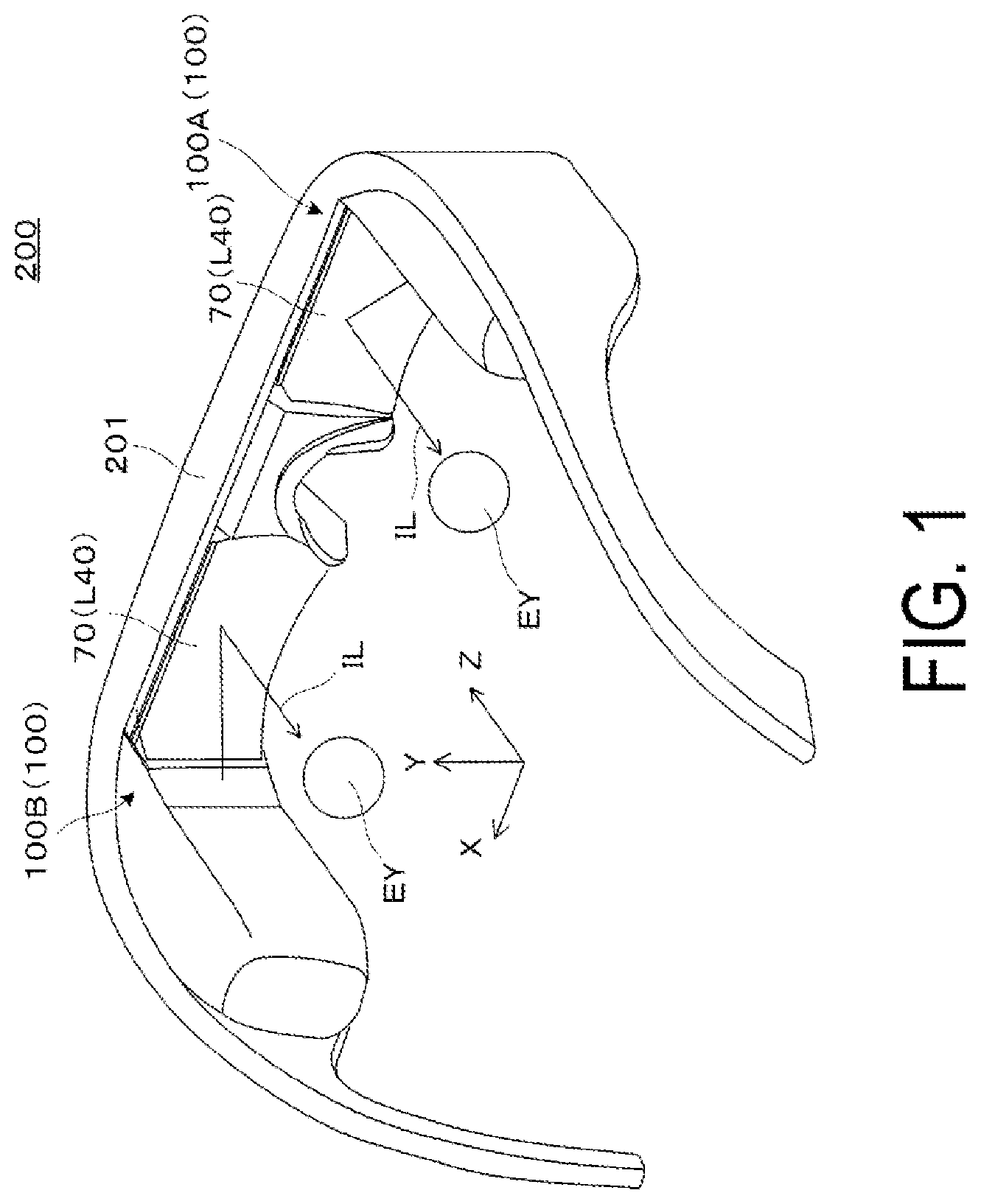 Patent US12332467 Figure 1 – Diffractive optical member and virtual image display device