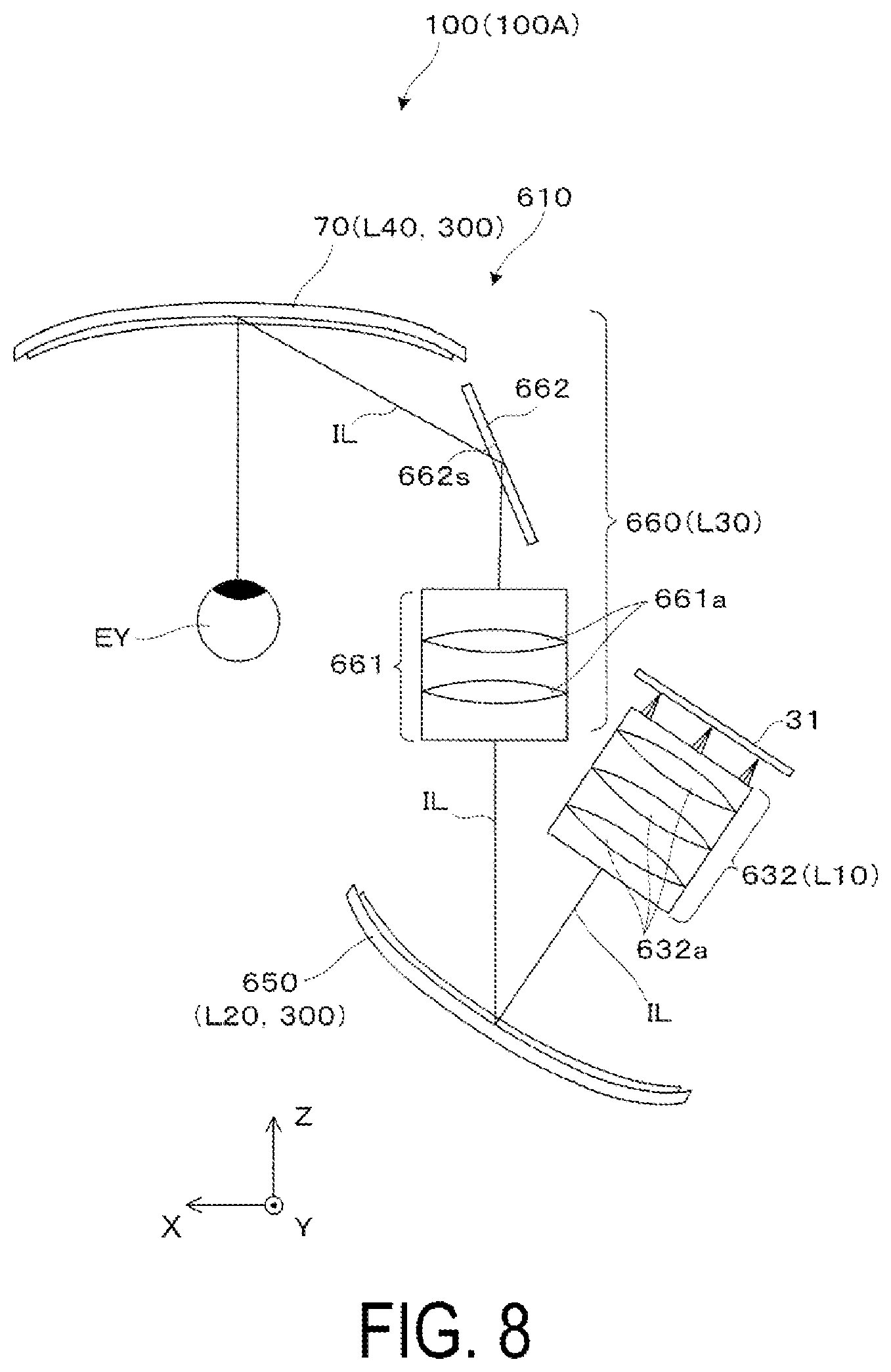 Patent US12332467 Figure 8 – Diffractive optical member and virtual image display device
