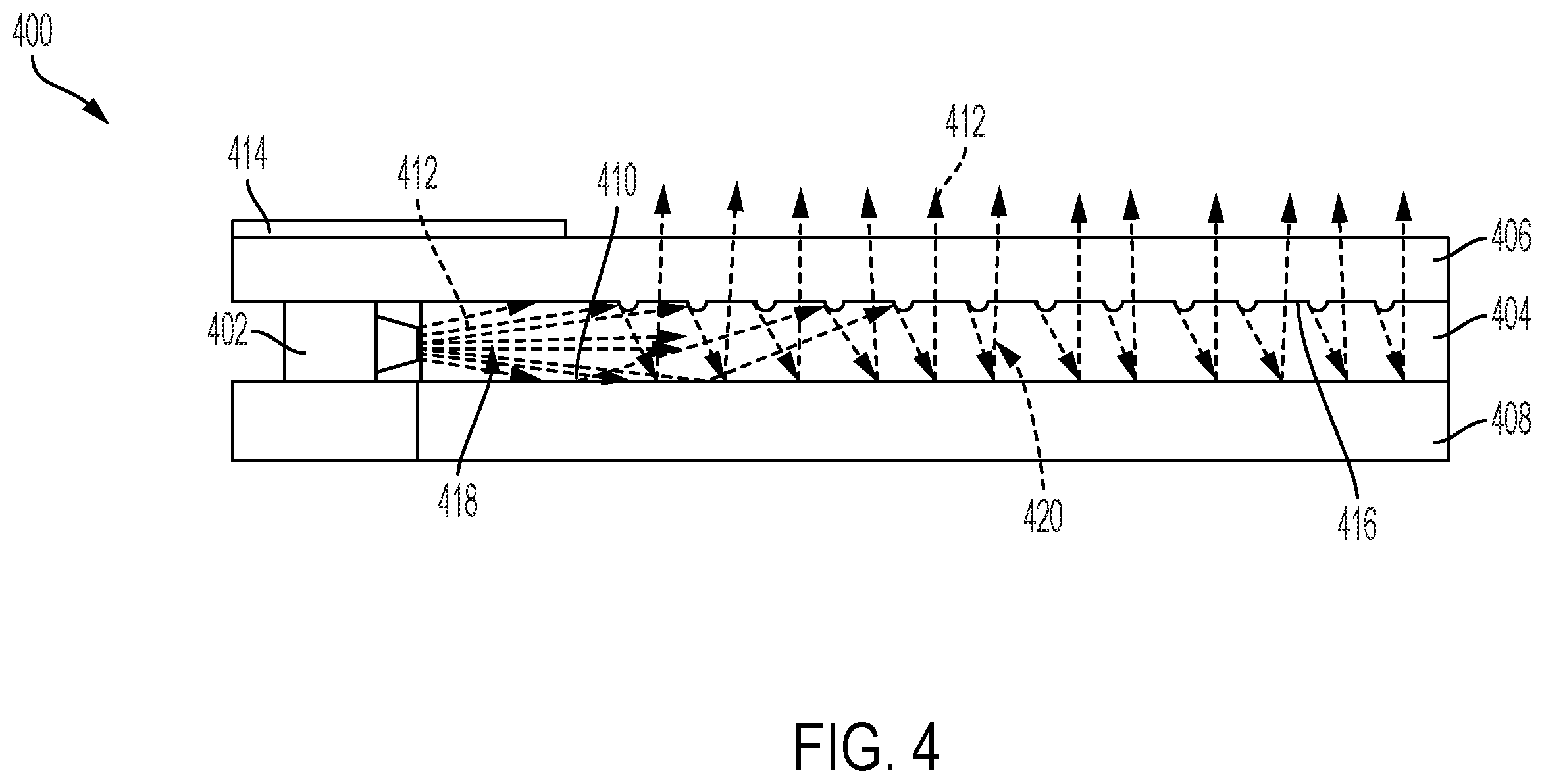 Patent US12332469 Figure 4 – Sensing system with side illumination