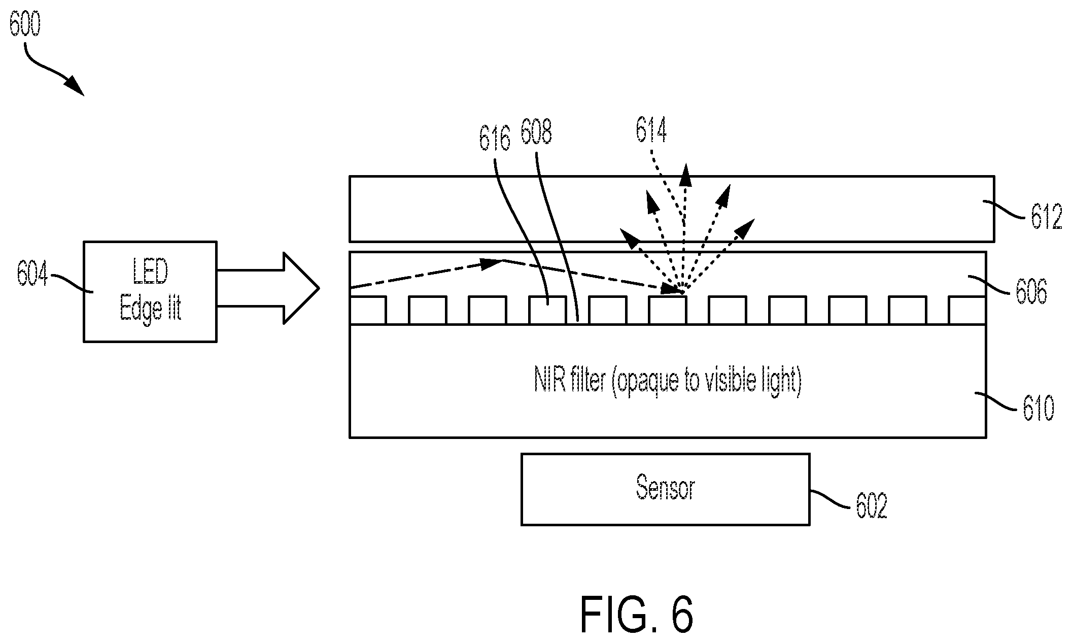Patent US12332469 Figure 6 – Sensing system with side illumination