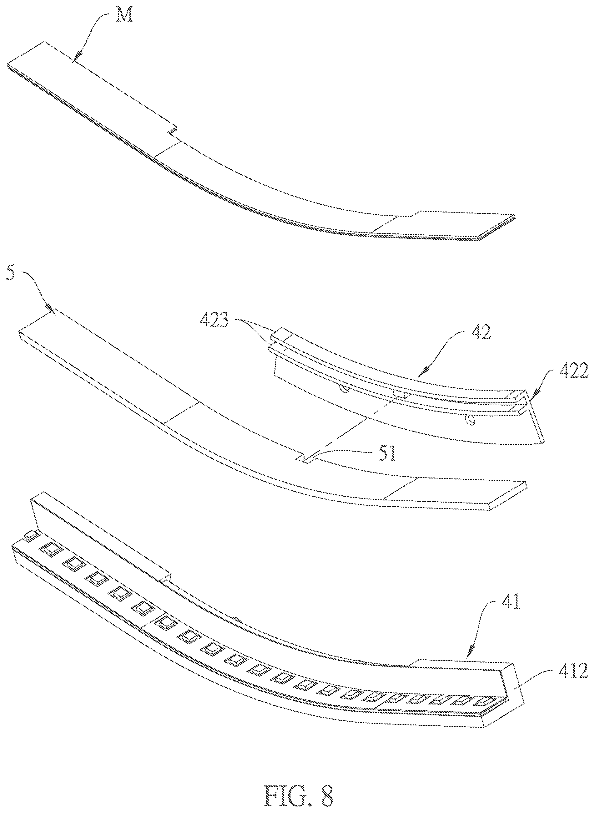 Patent US12332471 Figure 8 – Curved backlight module and display device