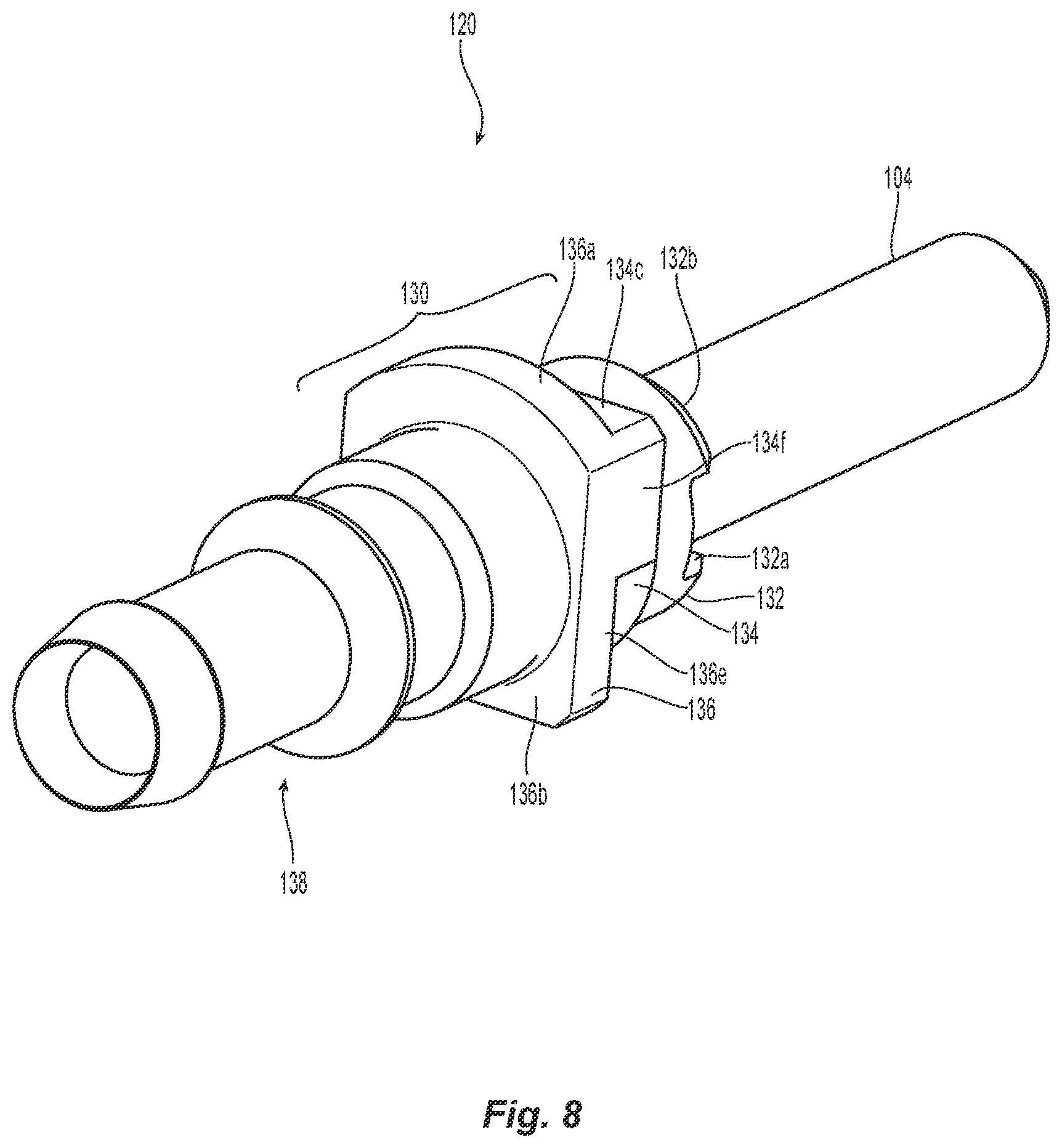 Patent US12332486 Figure 7 – Ferrule seating features for a fiber optic connector
