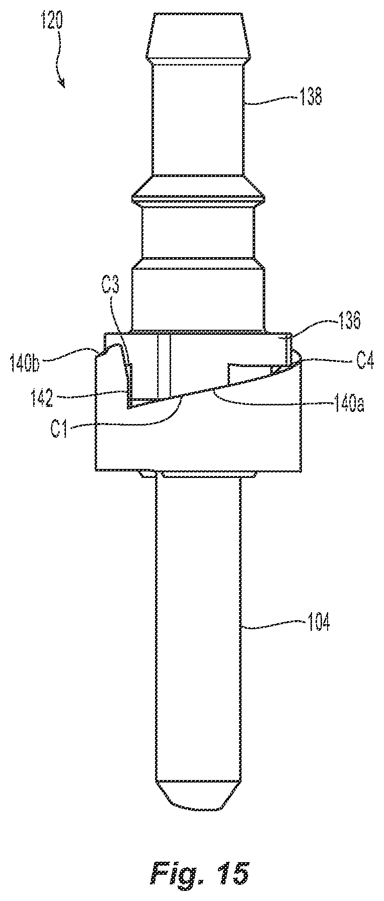 Patent US12332486 Figure 13 – Ferrule seating features for a fiber optic connector