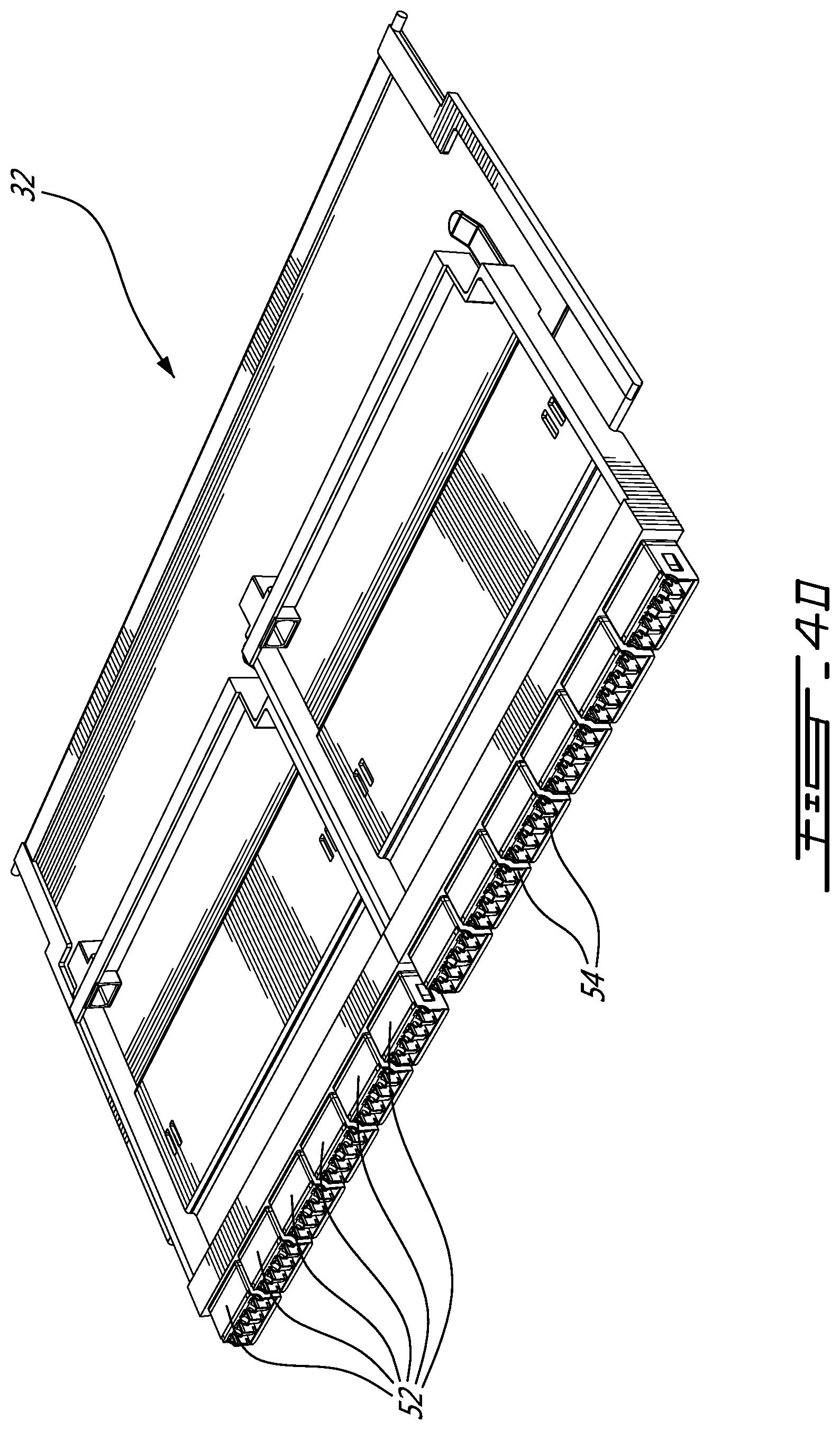 Patent US12332491 Figure 7 – Tray system for providing modular cassette configurations in a fiber optic management system