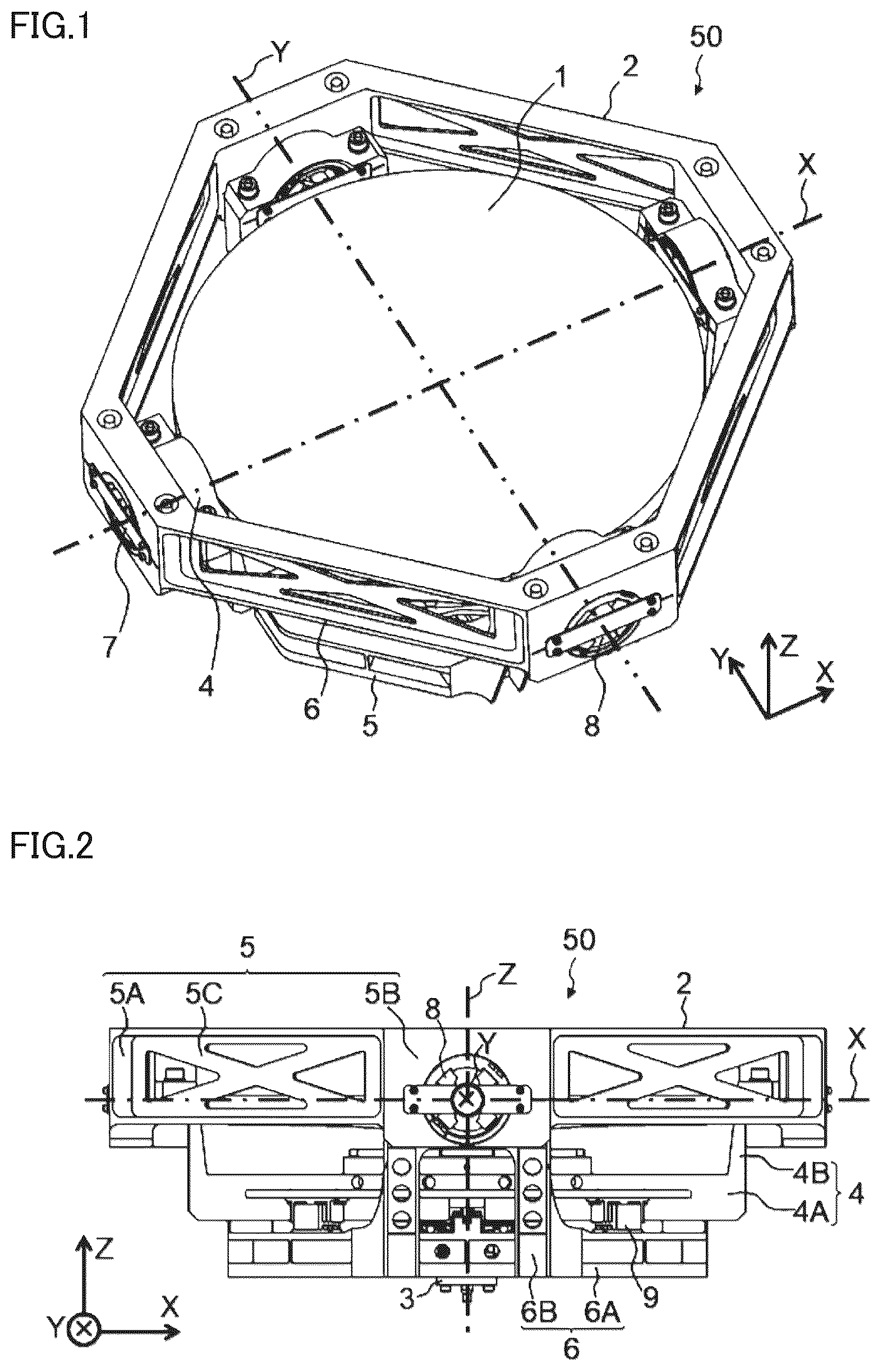 Patent US12332500 Figure 1 – Locking device, gimbal mechanism, and telescope device