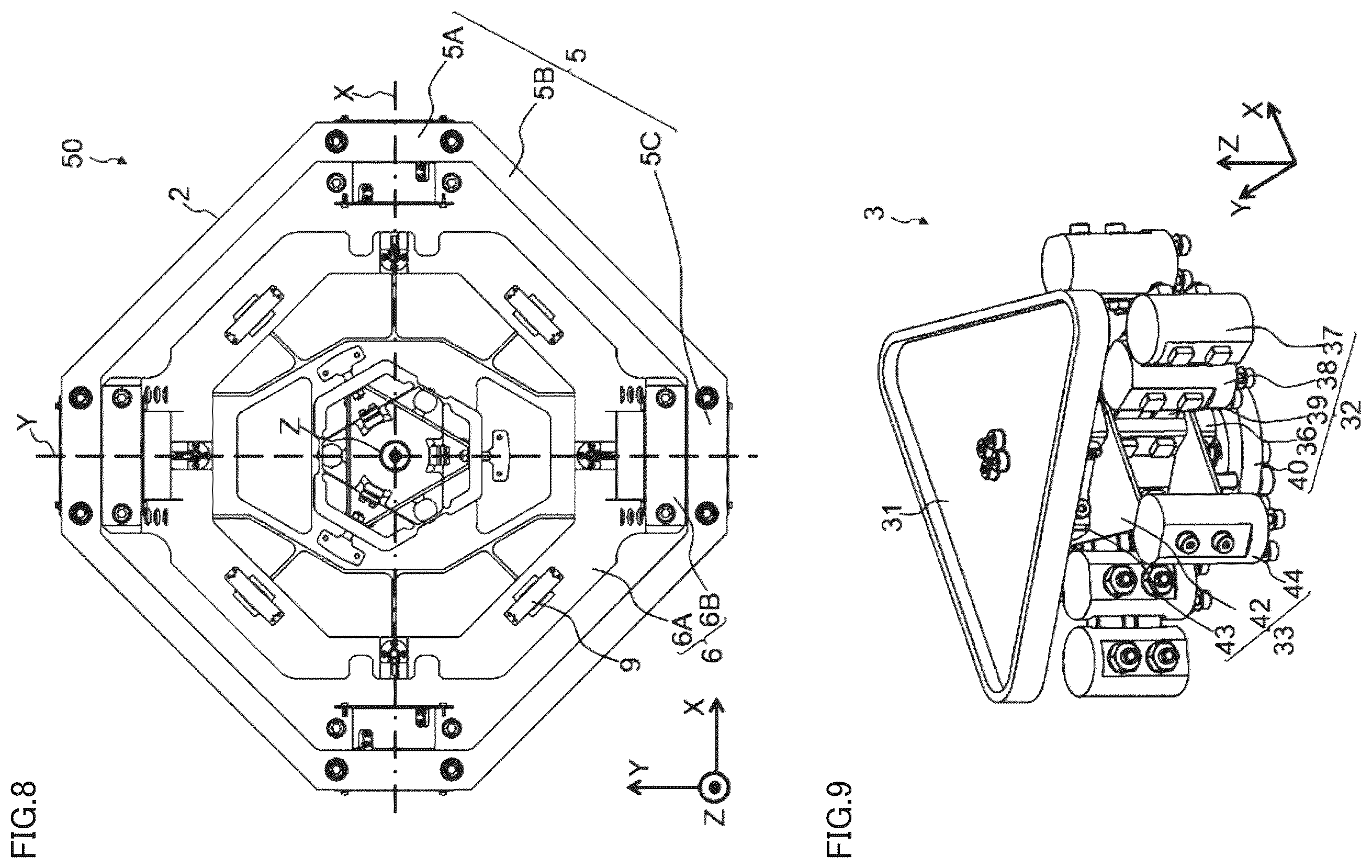 Patent US12332500 Figure 5 – Locking device, gimbal mechanism, and telescope device