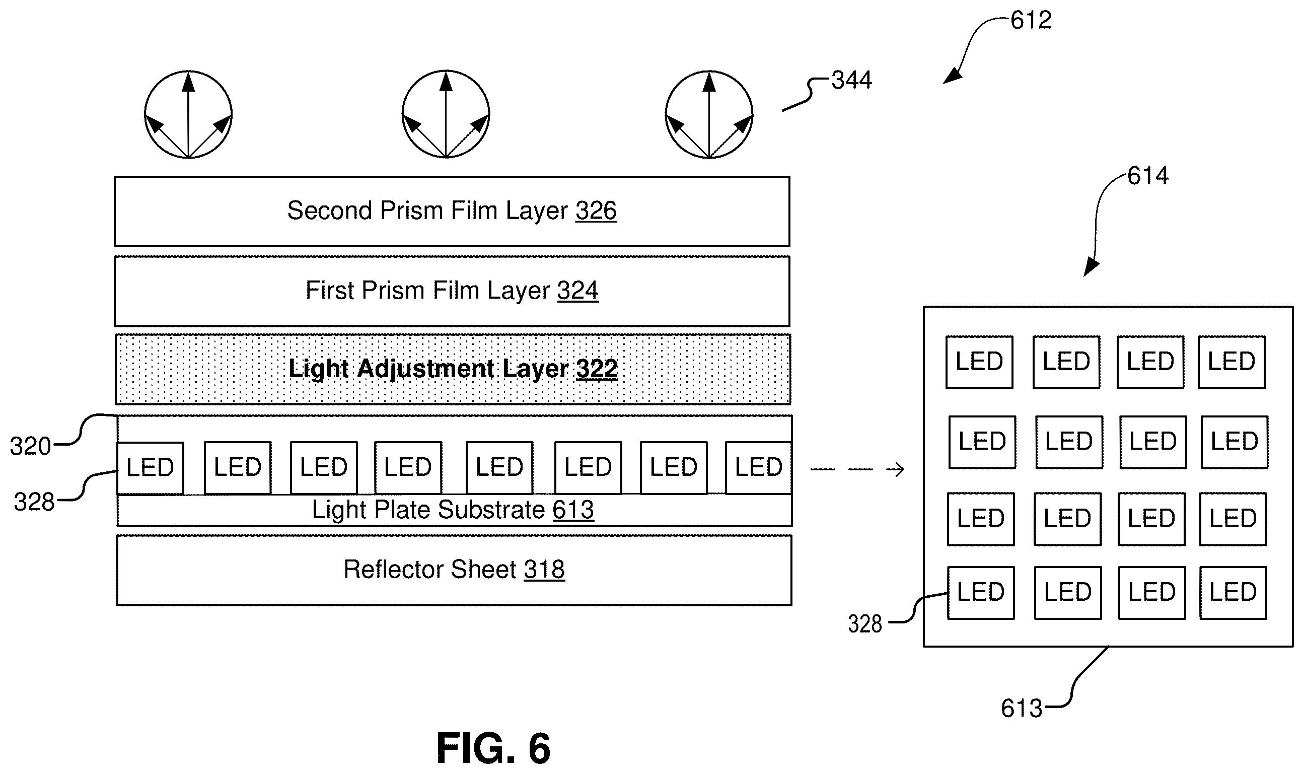 Patent US12332519 Figure 6 – Backlight unit and color filter on array configuration for a liquid crystal display