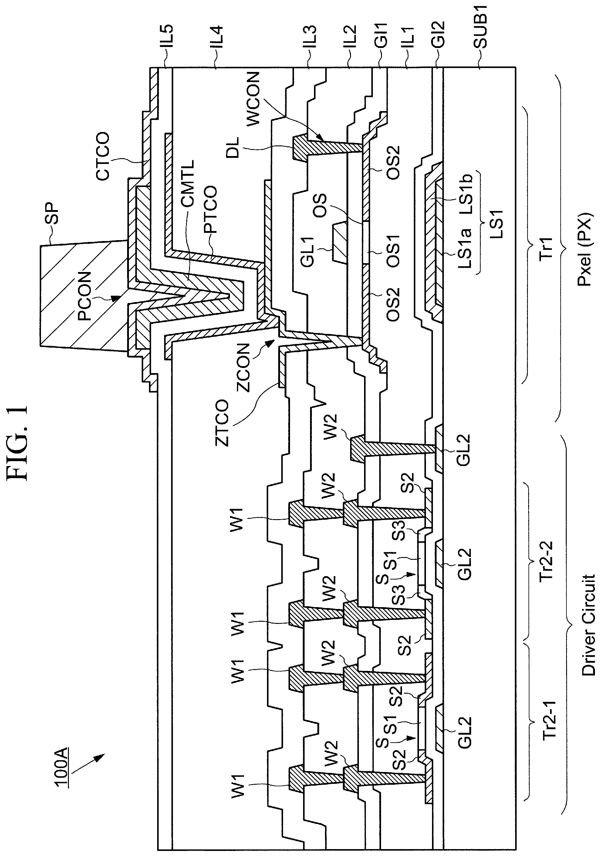 Patent US12332522 Figure 1 – Liquid crystal display device