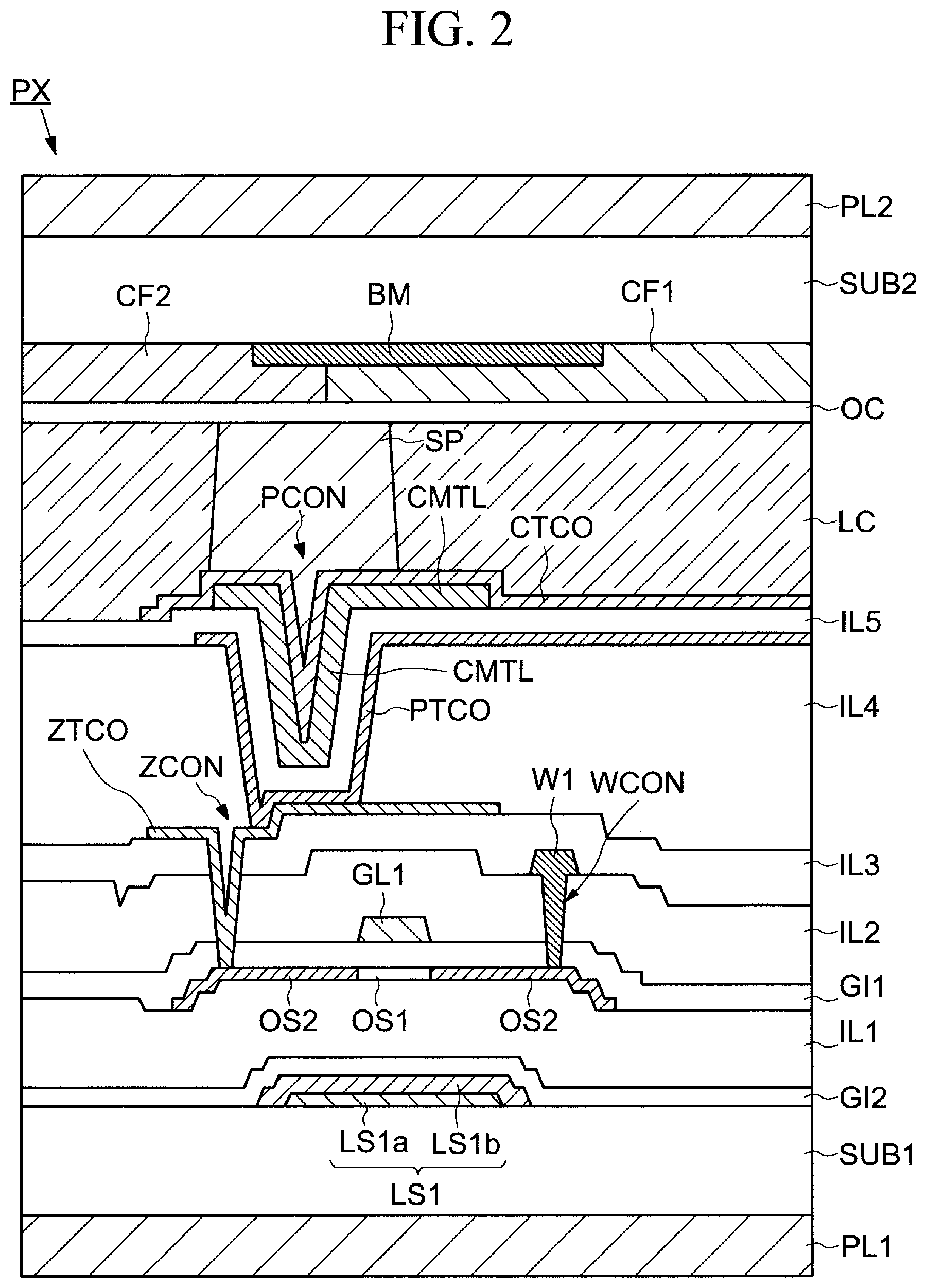 Patent US12332522 Figure 2 – Liquid crystal display device
