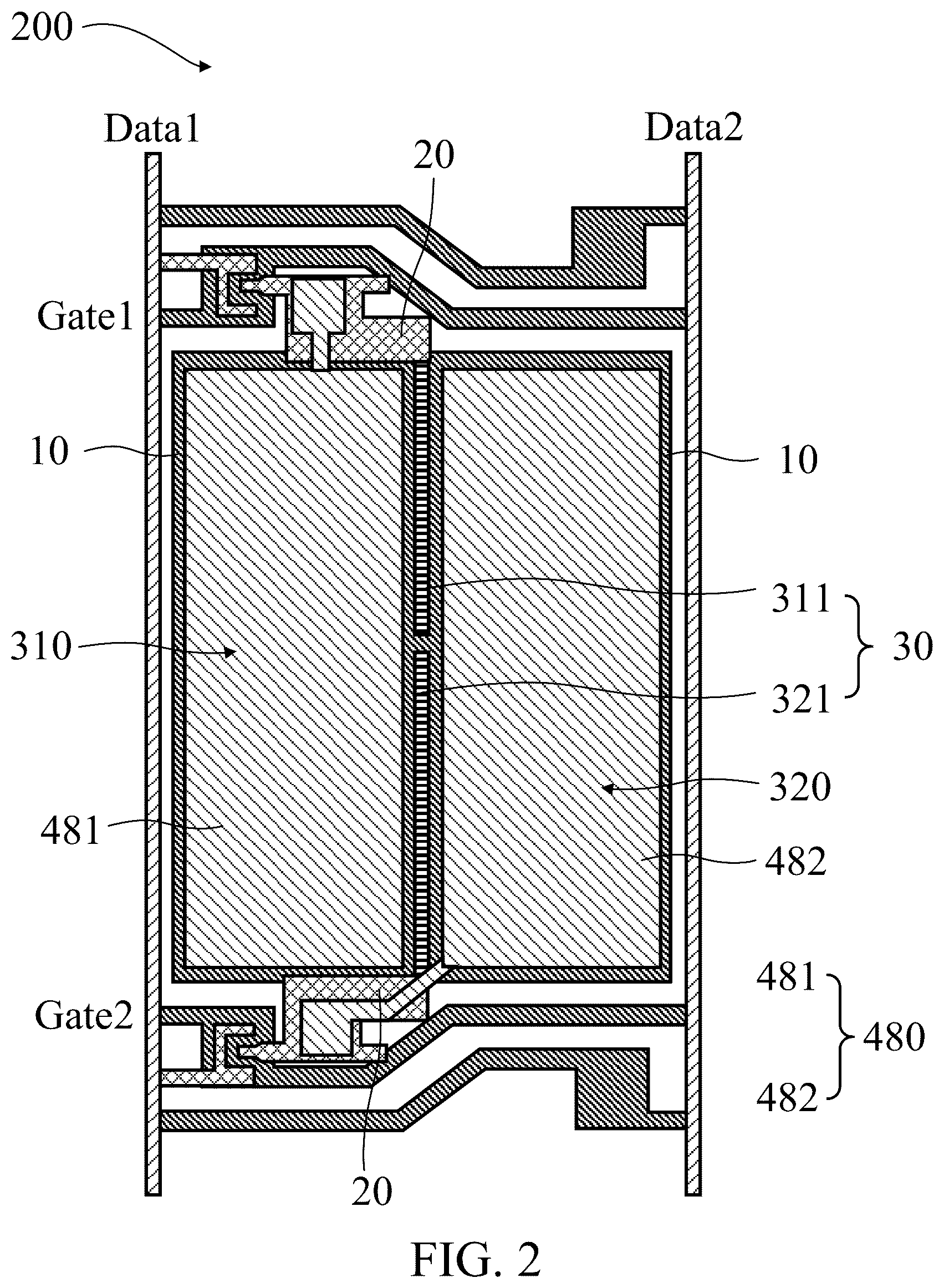 Patent US12332527 Figure 2 – Pixel structure and display panel