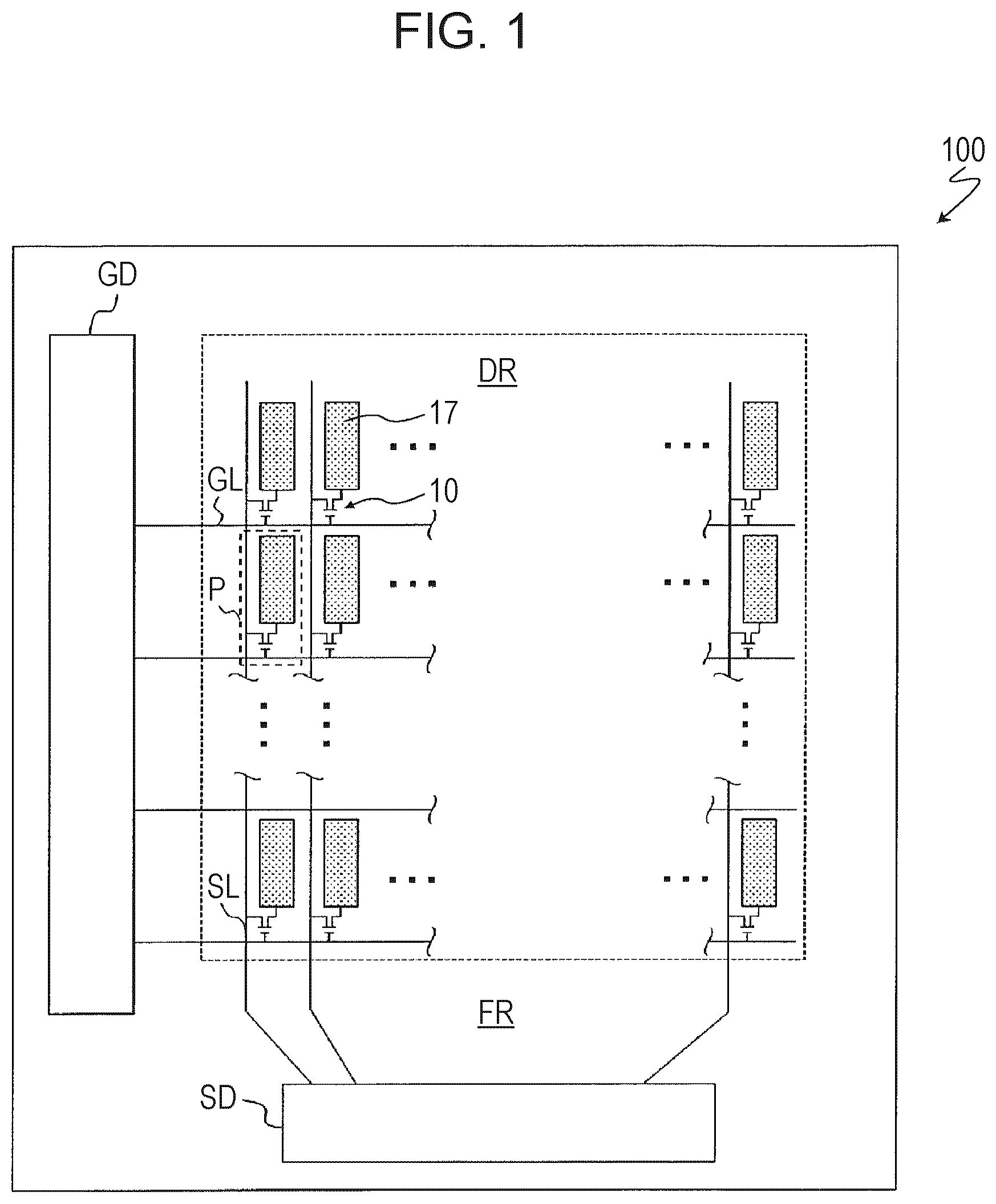 Patent US12332529 Figure 1 – Active matrix substrate and liquid crystal display apparatus