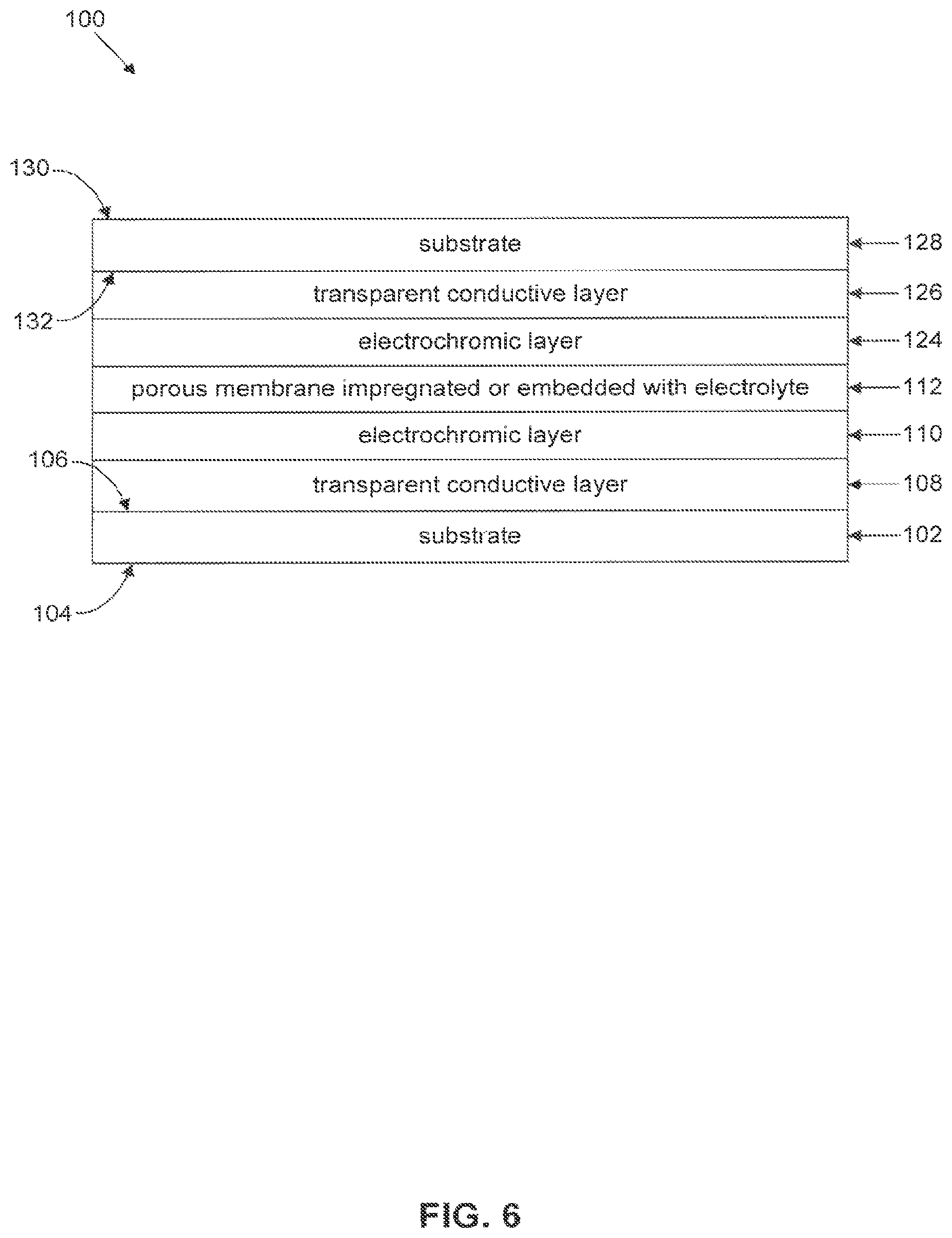 Patent US12332532 Figure 6 – Electro-chromic devices including solid or quasi-solid electrolyte layers and methods of making the same