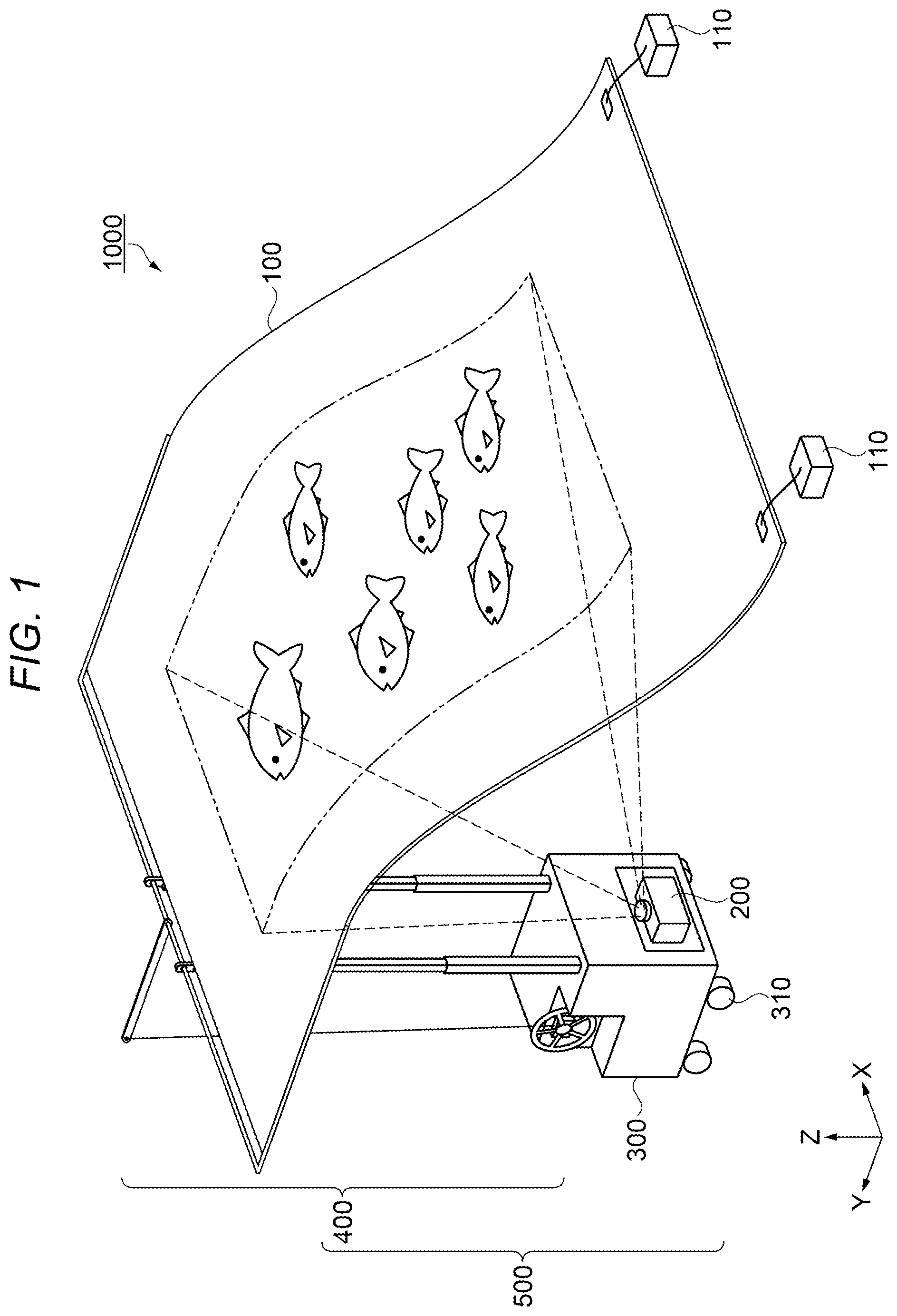 Patent US12332554 Figure 1 – Projection system