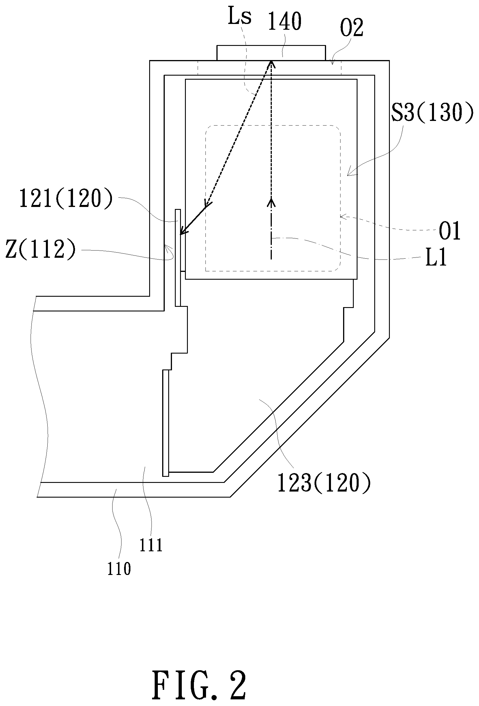Patent US12332555 Figure 2 – Optical engine module for dissipating heat generated by off-state beam and projection device using the same