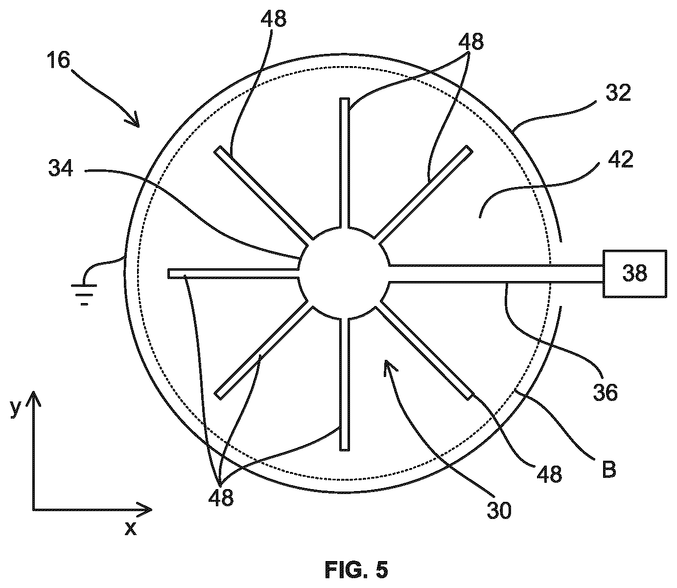 Patent US12332570 Figure 4 – Lithographic system provided with a deflection apparatus for changing a trajectory of particulate debris