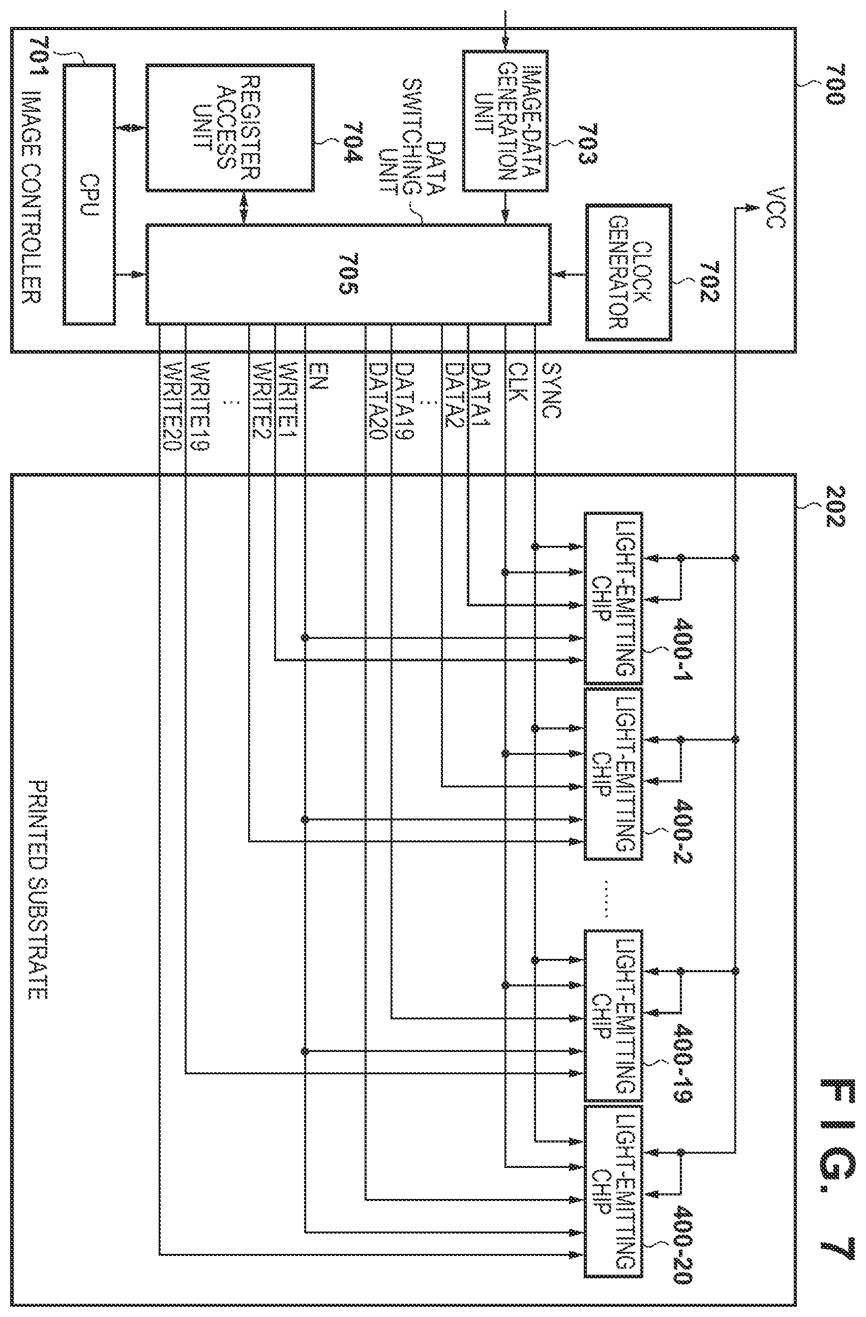 Patent US12332579 Figure 7 – Light emitting chip including a plurality of light emitting units and image forming