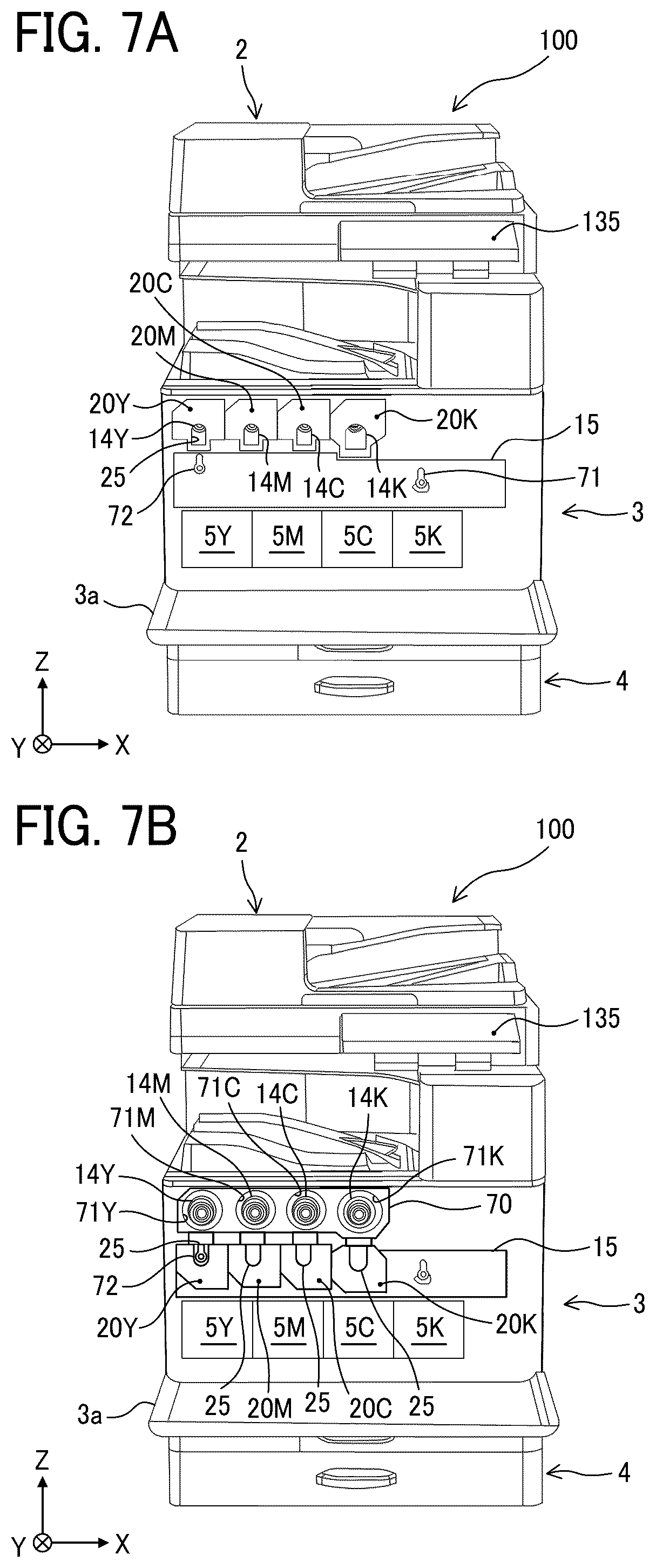Patent US12332580 Figure 7 – Image forming apparatus including a housing with a cover to store a toner bottle