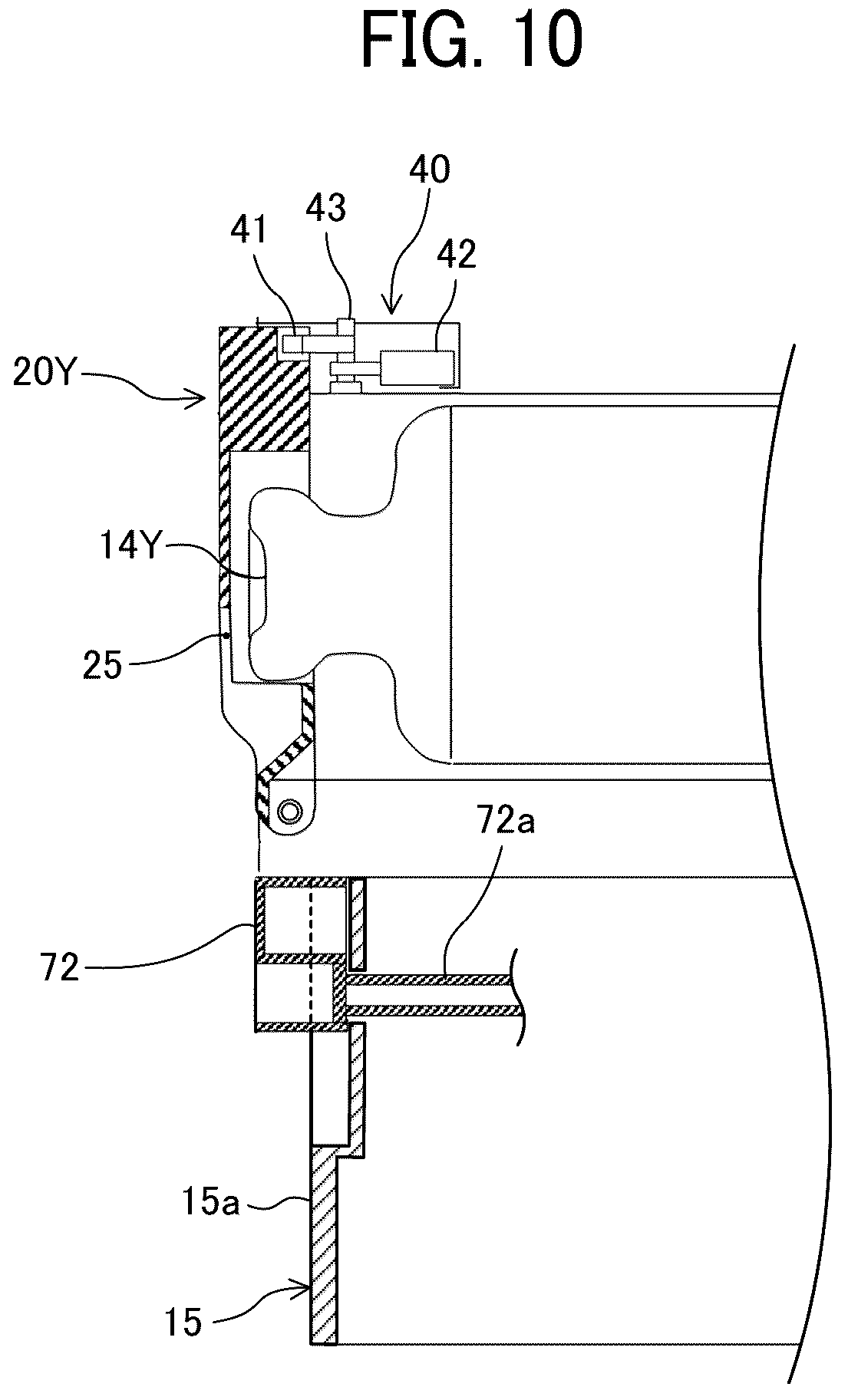 Patent US12332580 Figure 10 – Image forming apparatus including a housing with a cover to store a toner bottle
