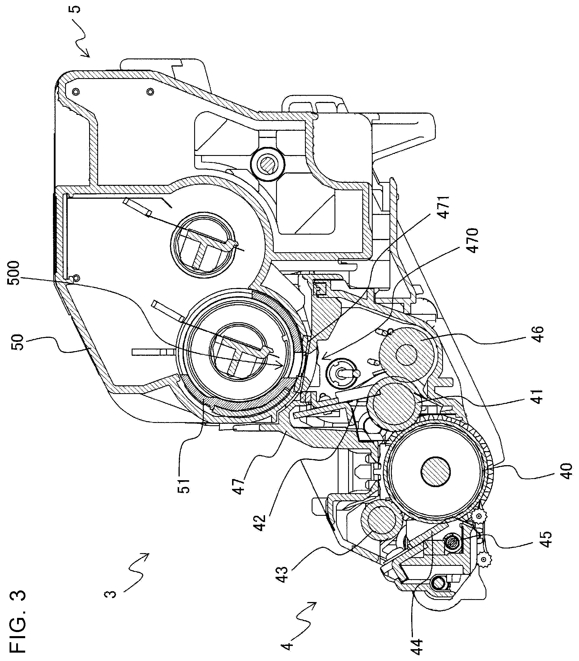 Patent US12332581 Figure 3 – Image formation apparatus having developer cartridge with rotatable shutter lock engagement member