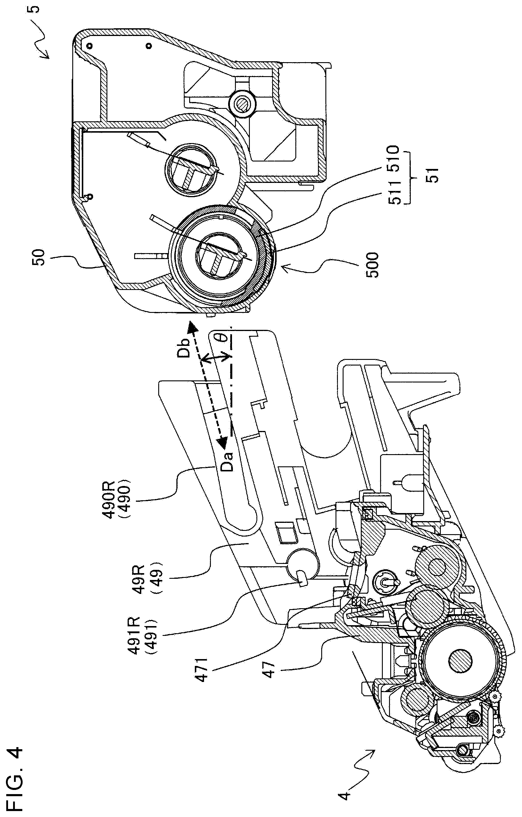 Patent US12332581 Figure 4 – Image formation apparatus having developer cartridge with rotatable shutter lock engagement member