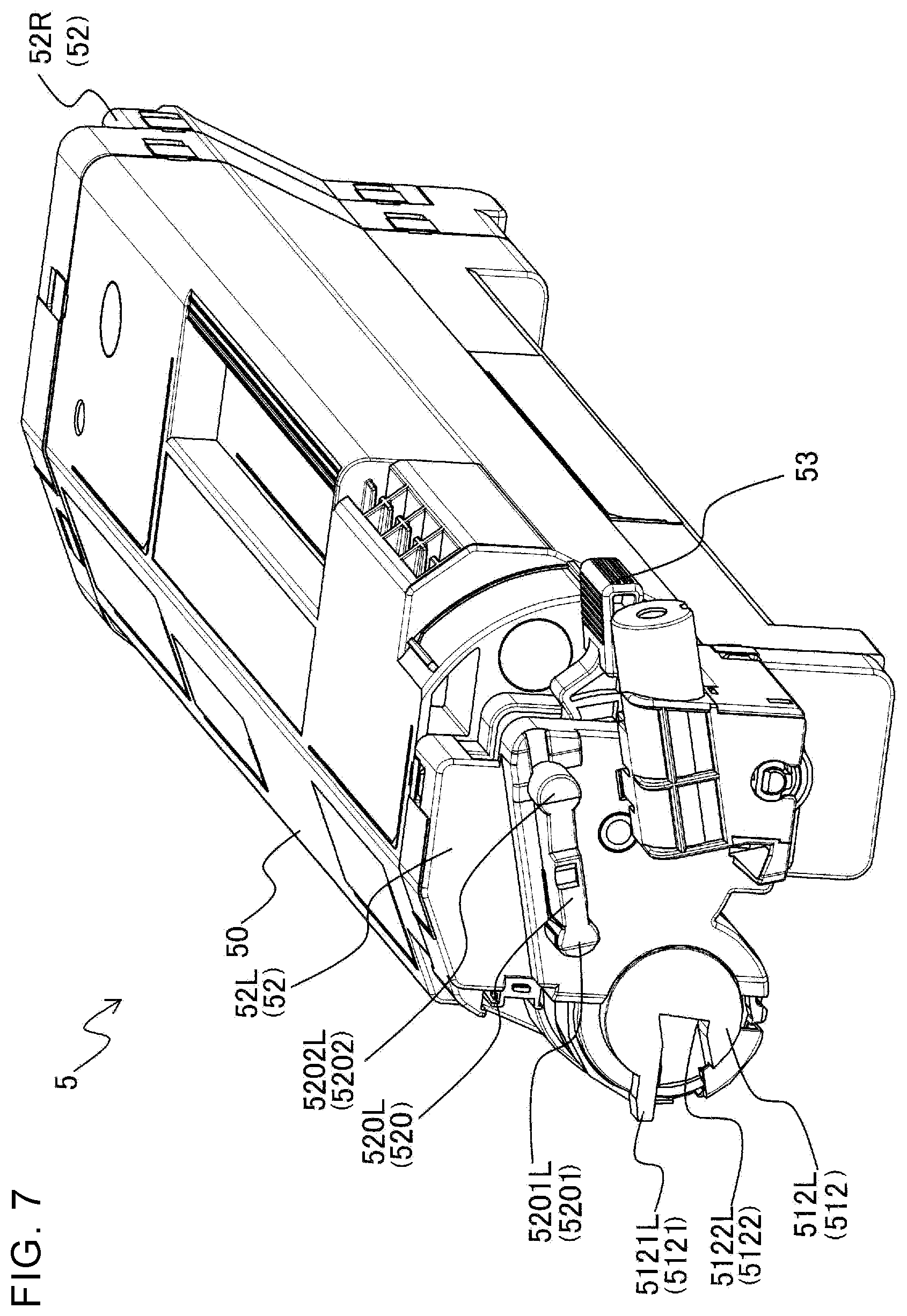 Patent US12332581 Figure 7 – Image formation apparatus having developer cartridge with rotatable shutter lock engagement member