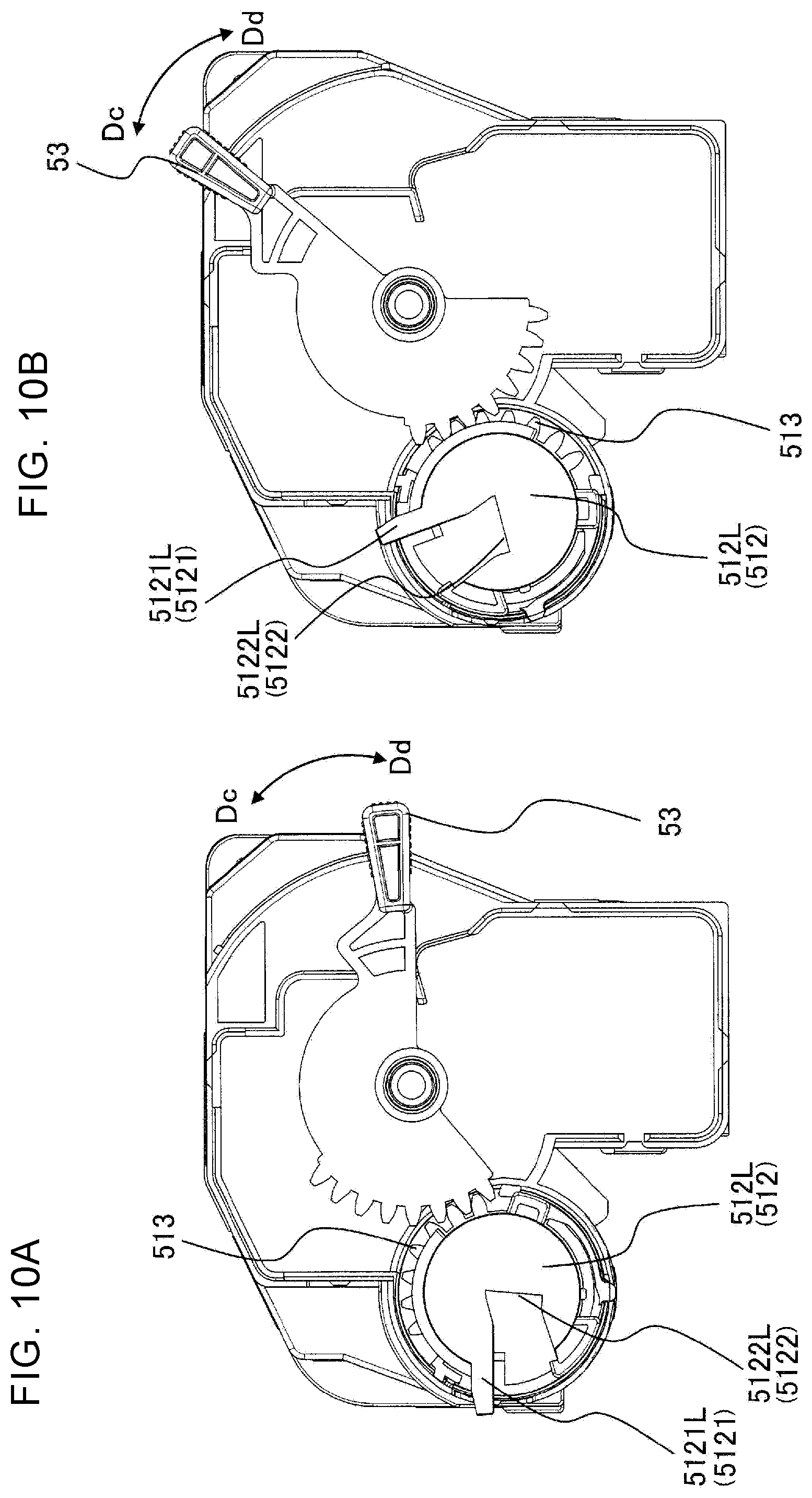 Patent US12332581 Figure 10 – Image formation apparatus having developer cartridge with rotatable shutter lock engagement member