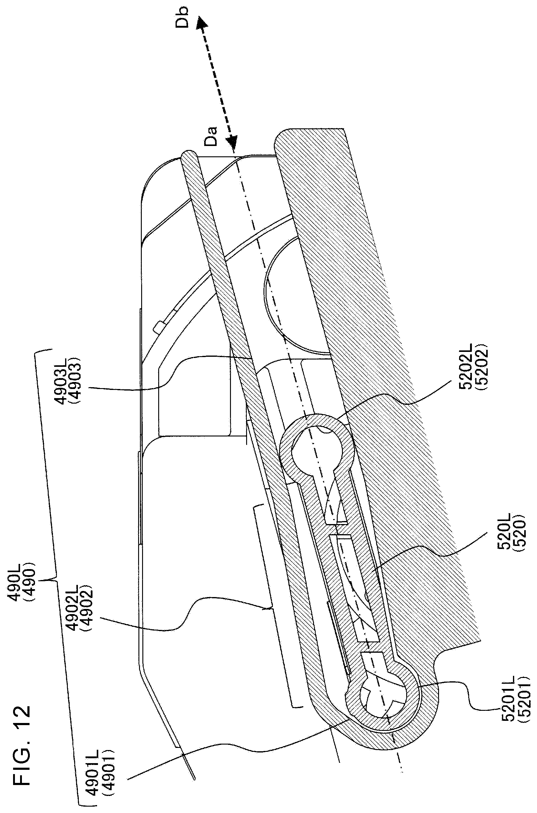 Patent US12332581 Figure 12 – Image formation apparatus having developer cartridge with rotatable shutter lock engagement member