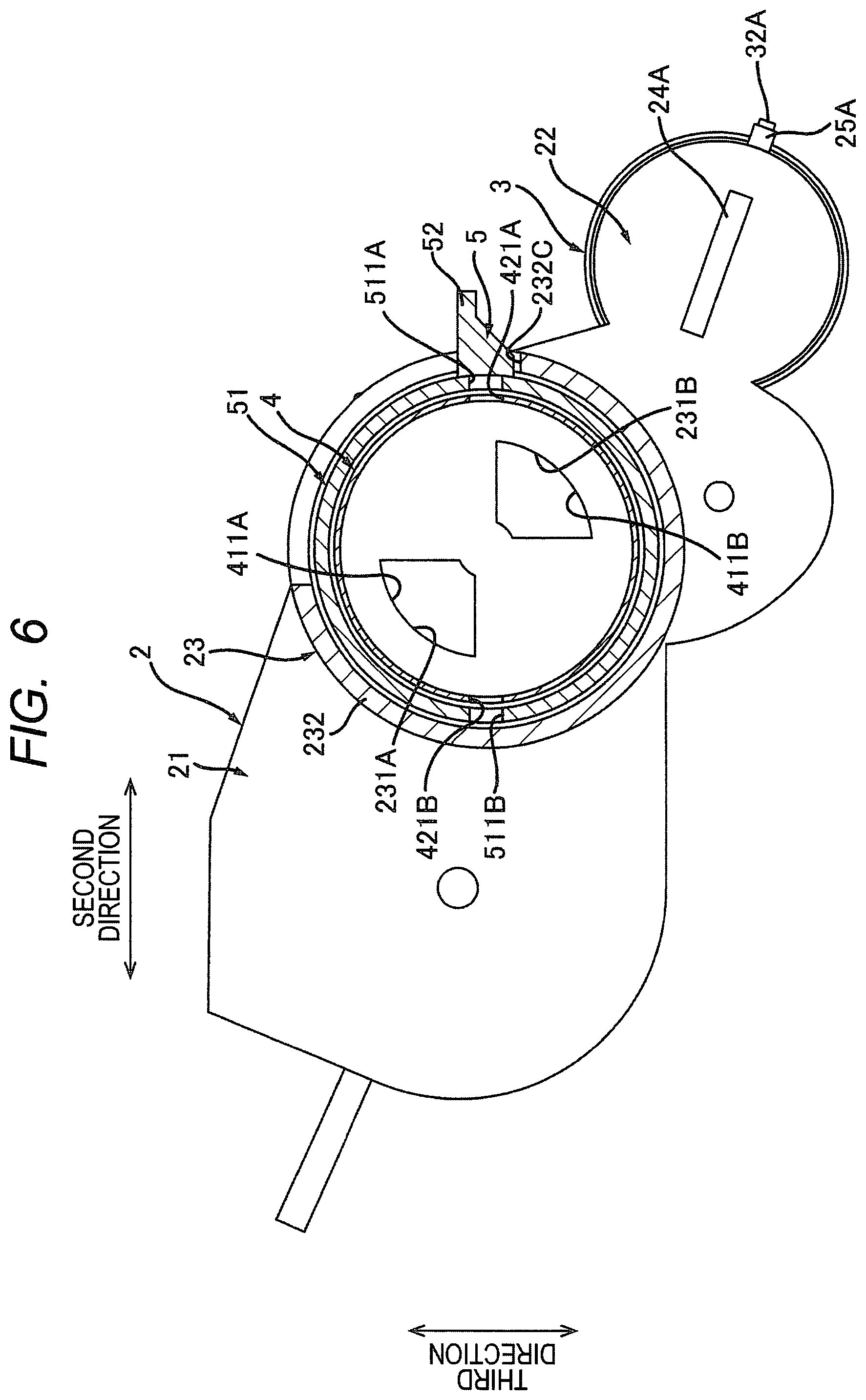 Patent US12332582 Figure 6 – Cartridge having rotatable reception shutter, cartridge having lever for opening and closing reception shutter, and method of supplying toner