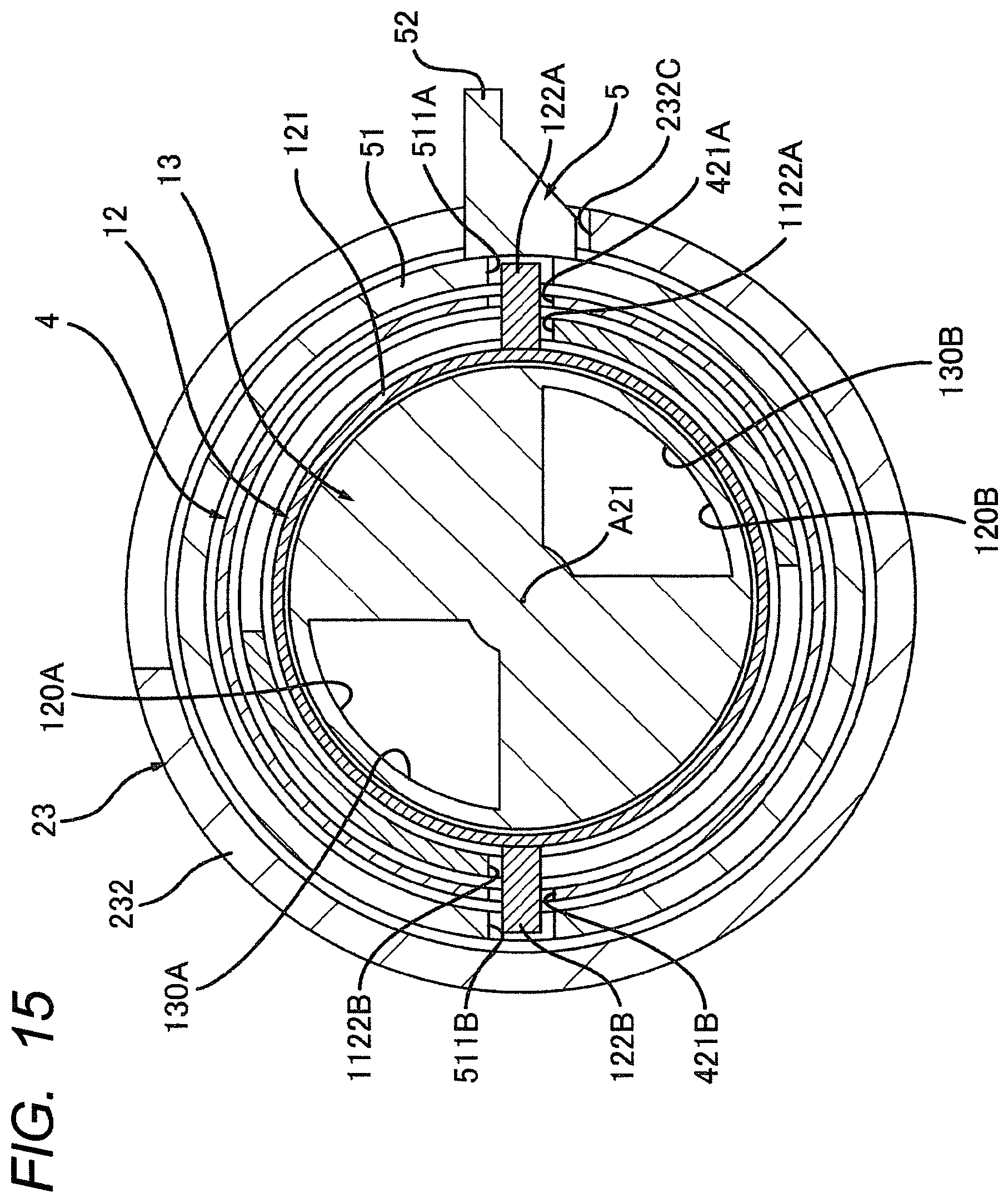 Patent US12332582 Figure 15 – Cartridge having rotatable reception shutter, cartridge having lever for opening and closing reception shutter, and method of supplying toner